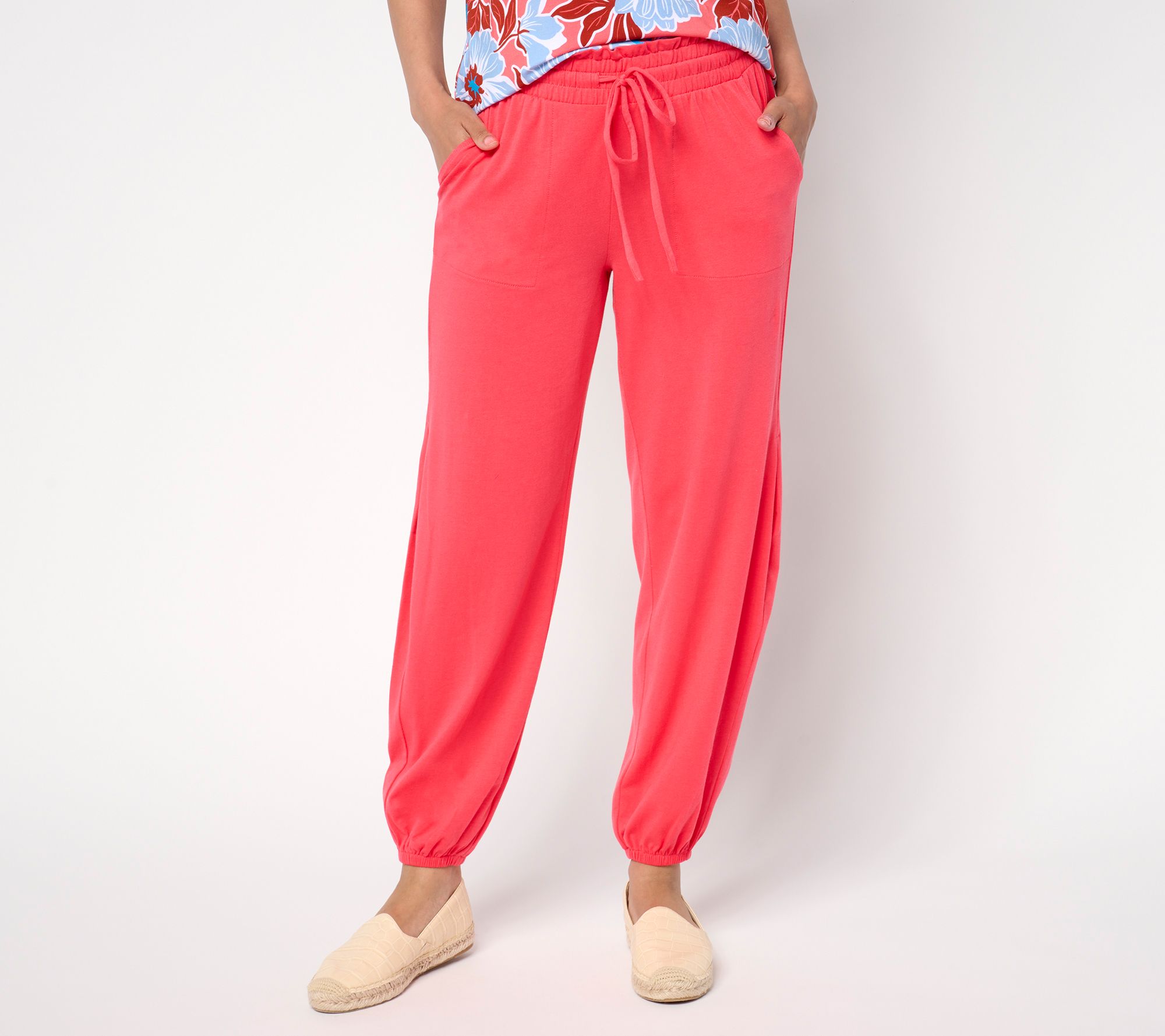 AnyBody Petite Cozy Knit Jersey Pants with Pleated Side Seam