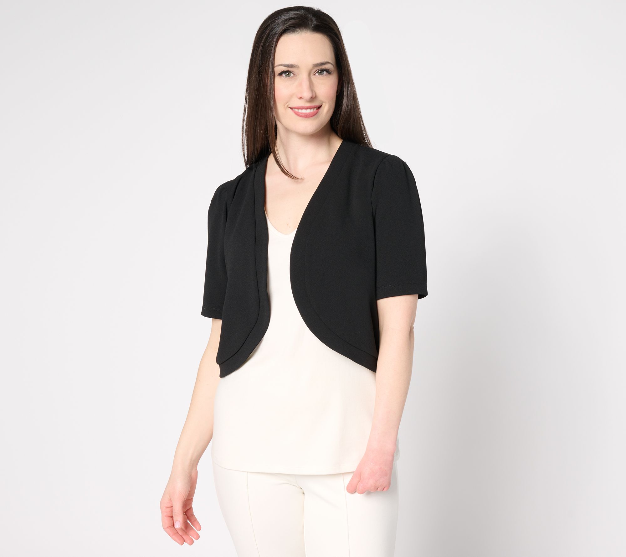 Dennis Basso Luxe Crepe Cropped Shrug