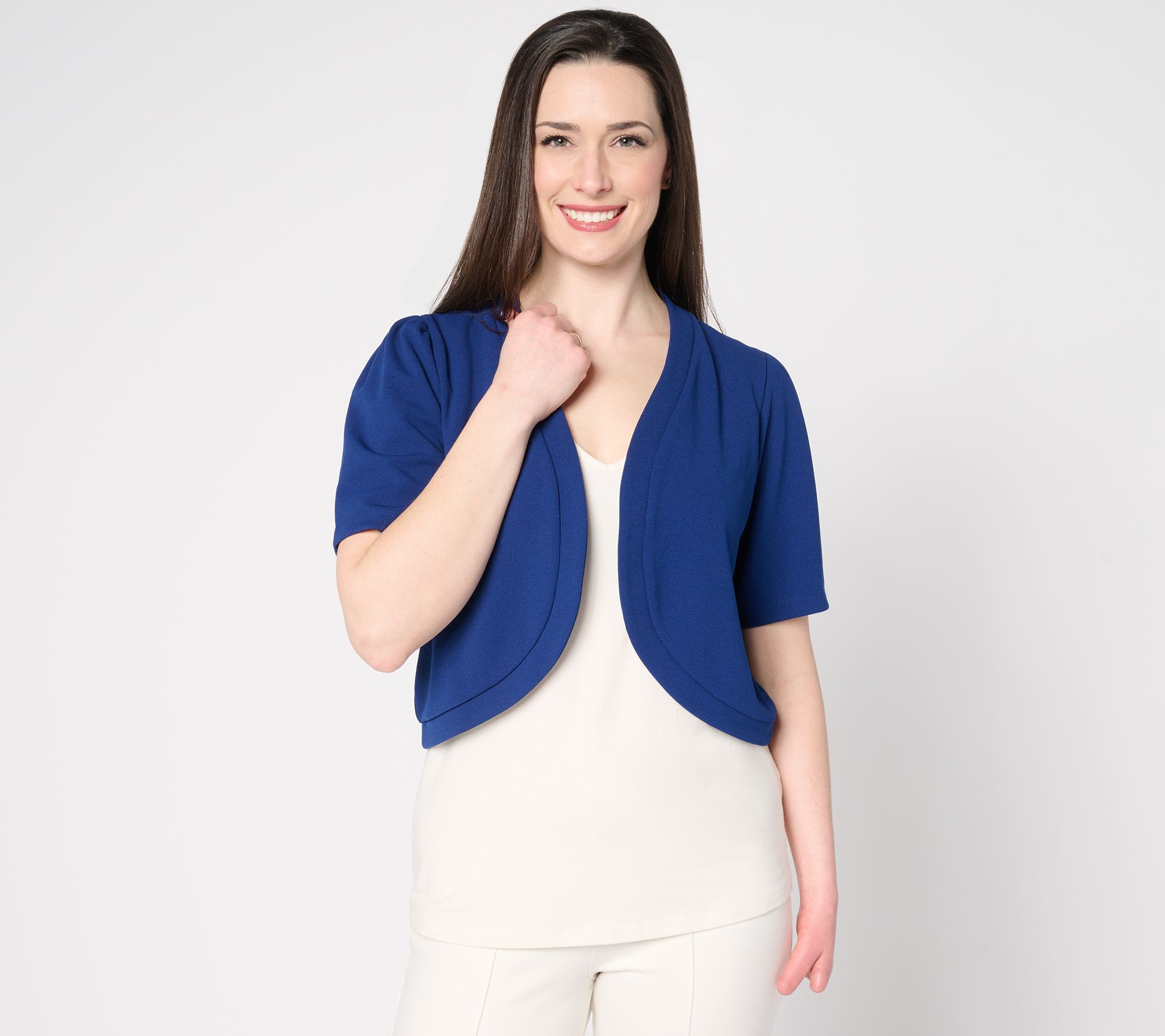 Dennis Basso Luxe Crepe Cropped Shrug