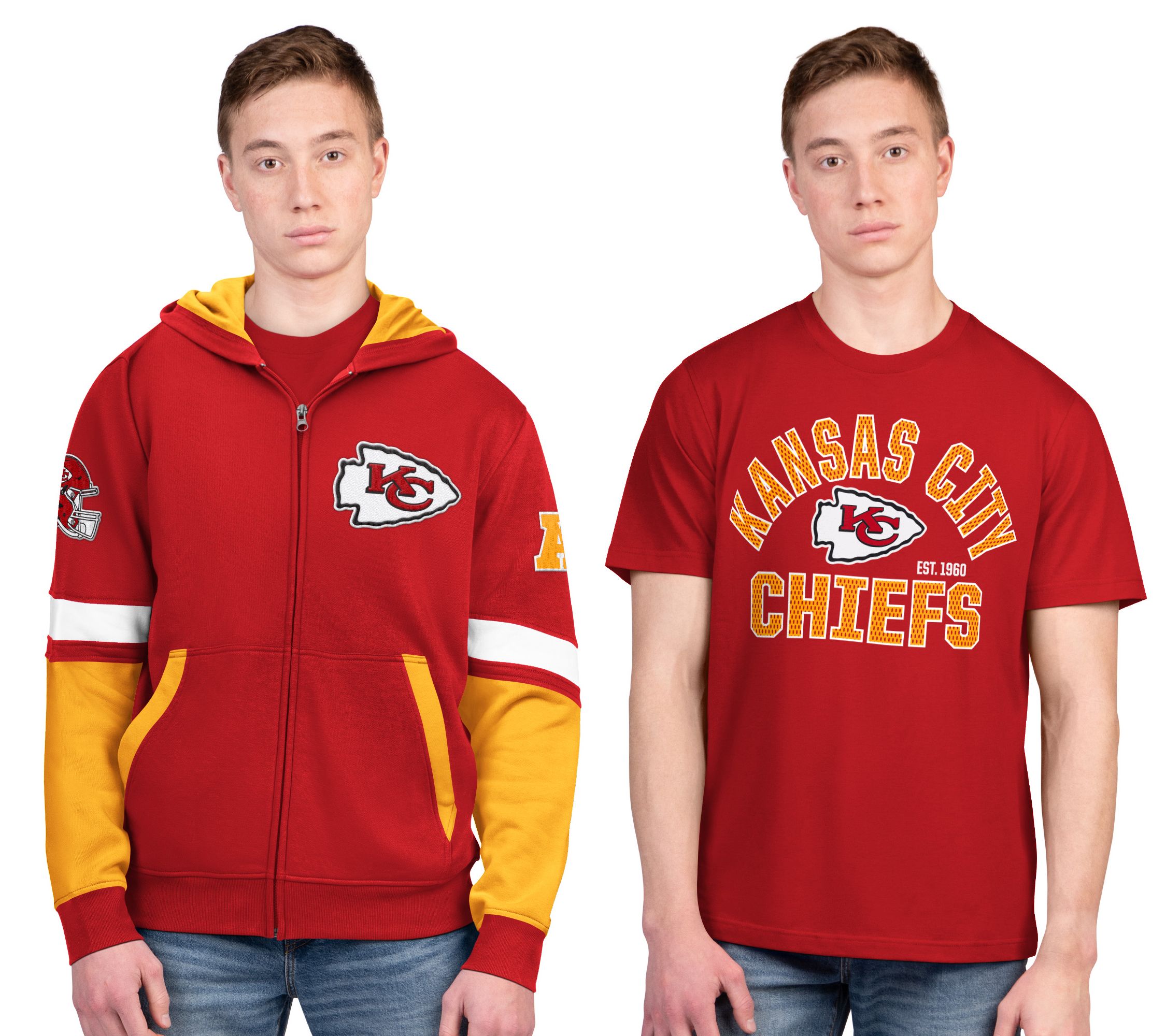 NFL Officially Licensed T-Shirt and Full-Zip Hoodie Combo