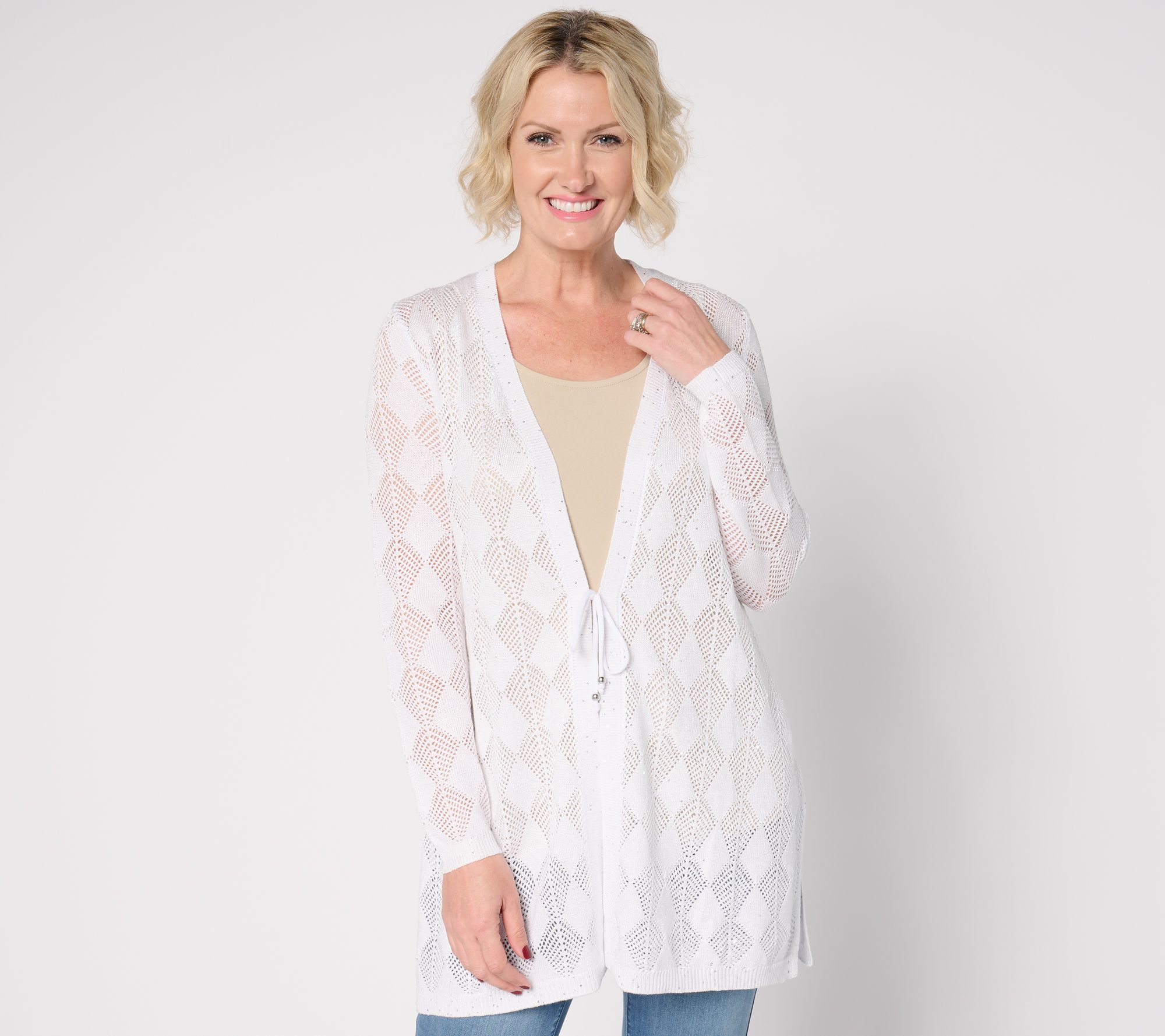 "As Is" Susan Graver Soleil Open Stitch Sweater Cardigan