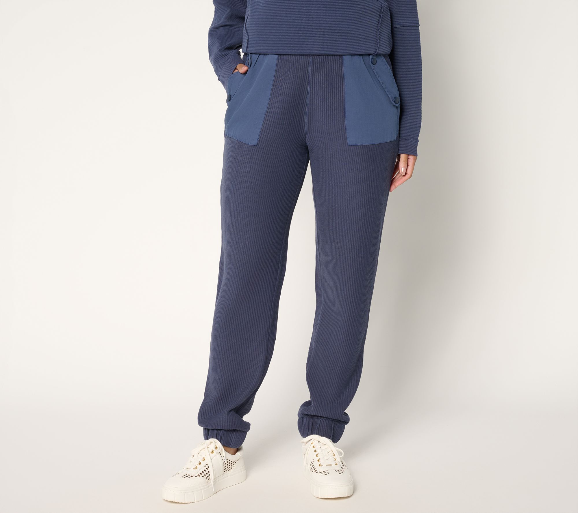 LOGO by Lori Goldstein Regular Full Length Ottoman Rib Joggers