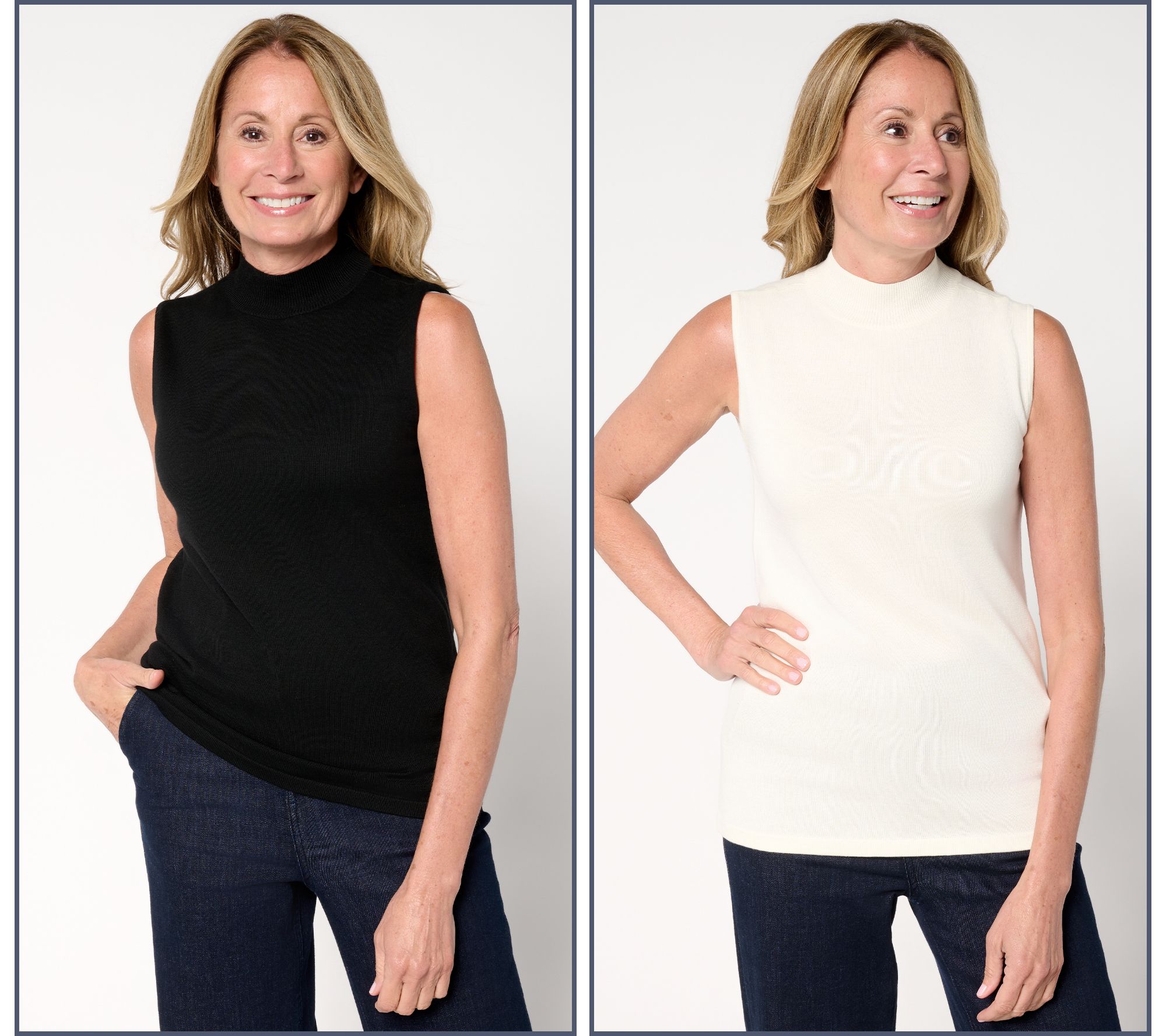 Joan Rivers Wardrobe Builders 2-Pack Mock Neck Sleeveless Swtr