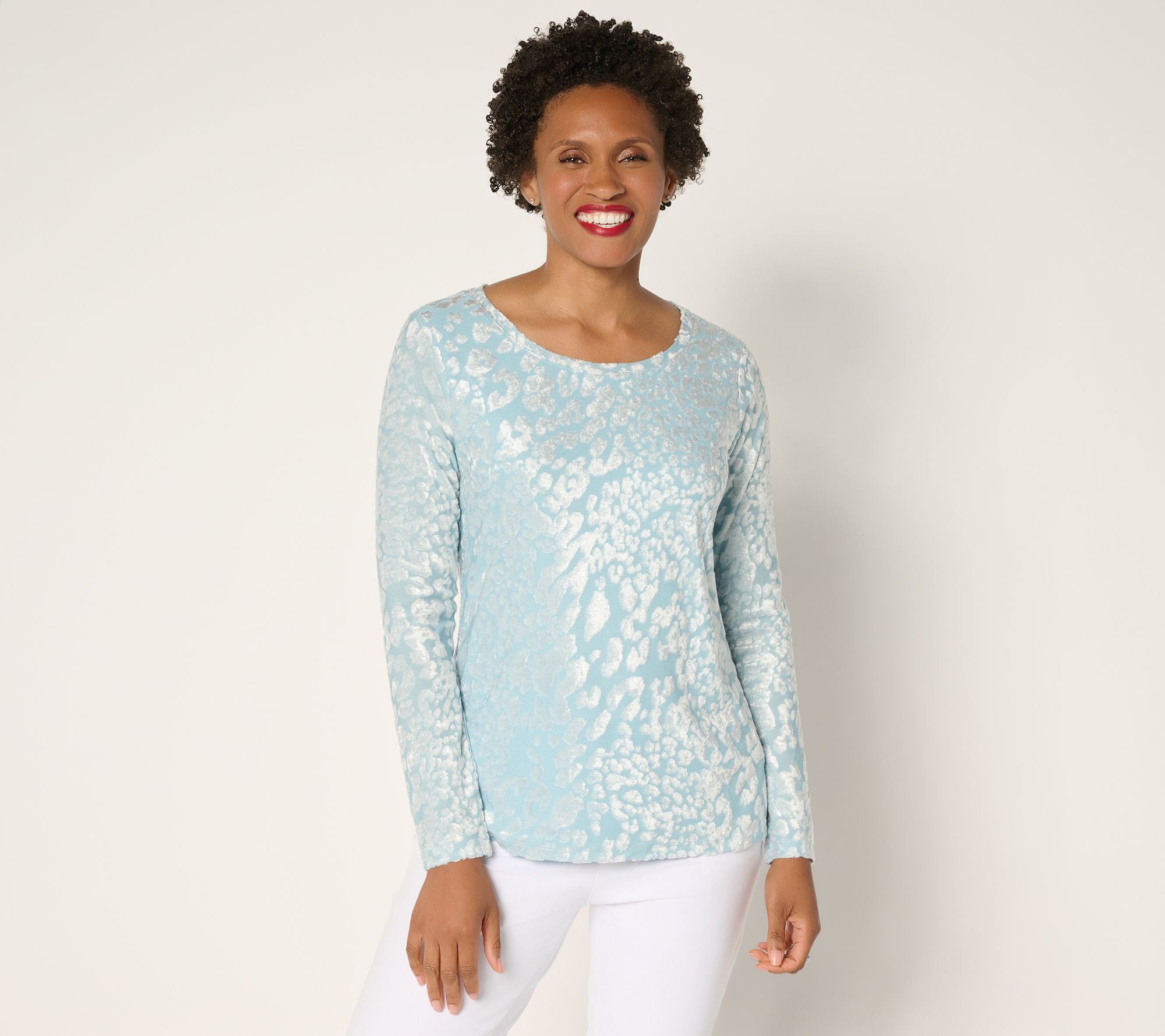 Attitudes by Renee Burnout Knit Long Sleeve Top