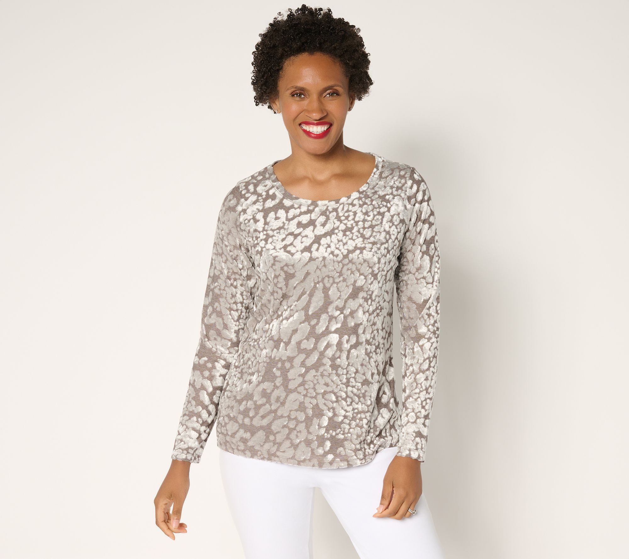 Attitudes by Renee Burnout Knit Long Sleeve Top
