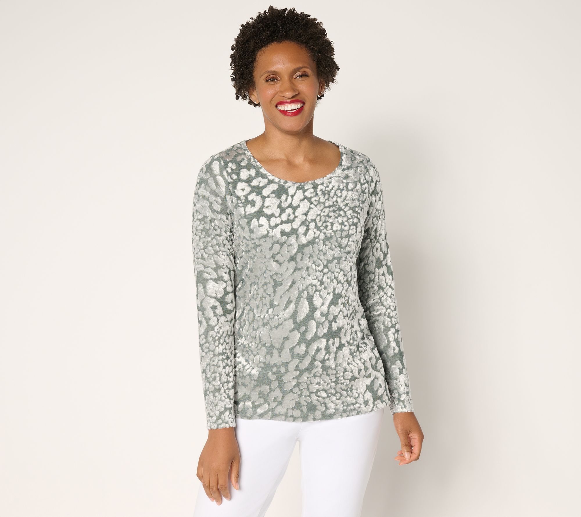 Women with Control Burnout Knit Long Sleeve Top