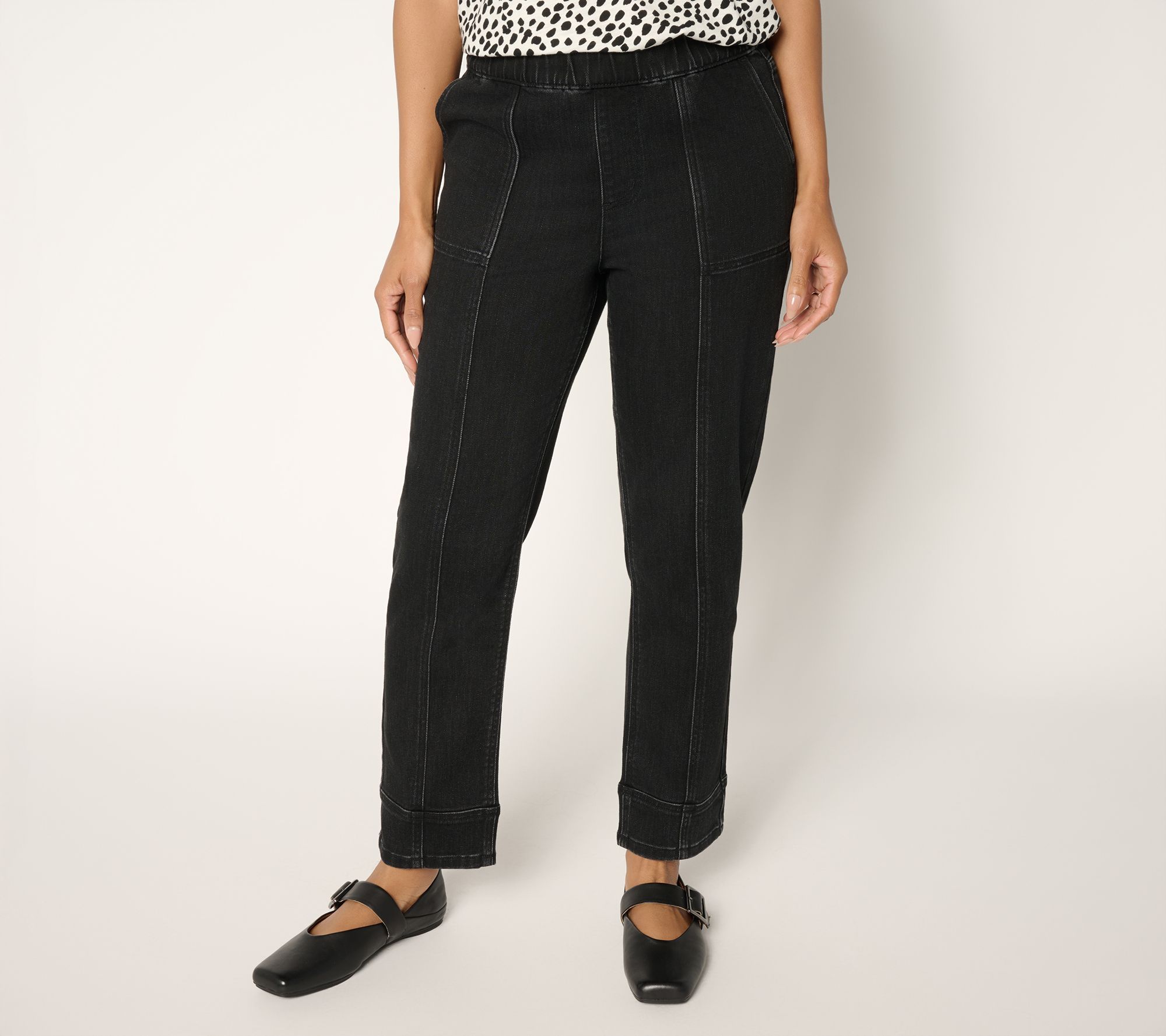 LOGO by Lori Goldstein Regular Black Tapered Leg Ankle Jeans