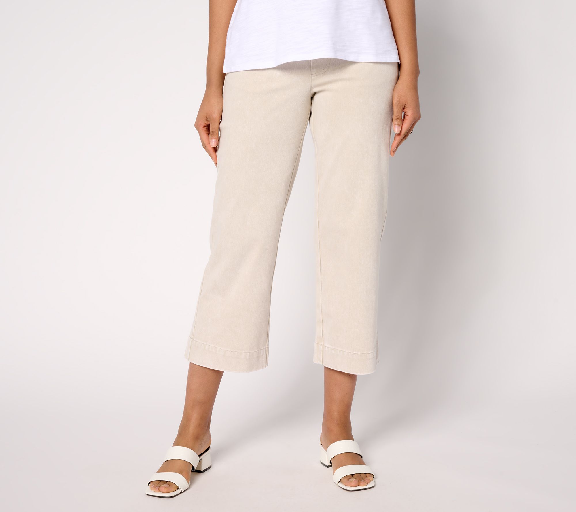 "As Is" Belle Beach by Kim Gravel Regular Delray Denim Wide Leg Crop