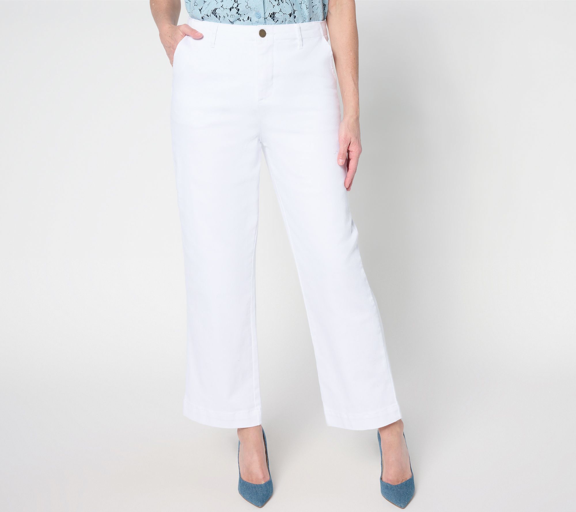 "As Is" Joan Rivers Regular Luxe Vintaged Denim Ankle Pant- White