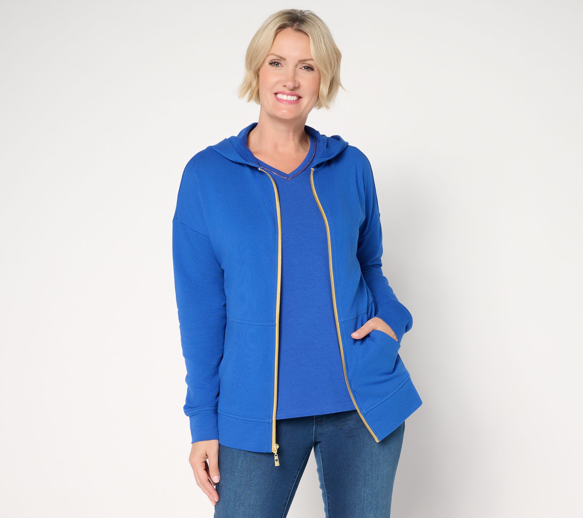 Belle by Kim Gravel French Terry Golden Zip Hoodie
