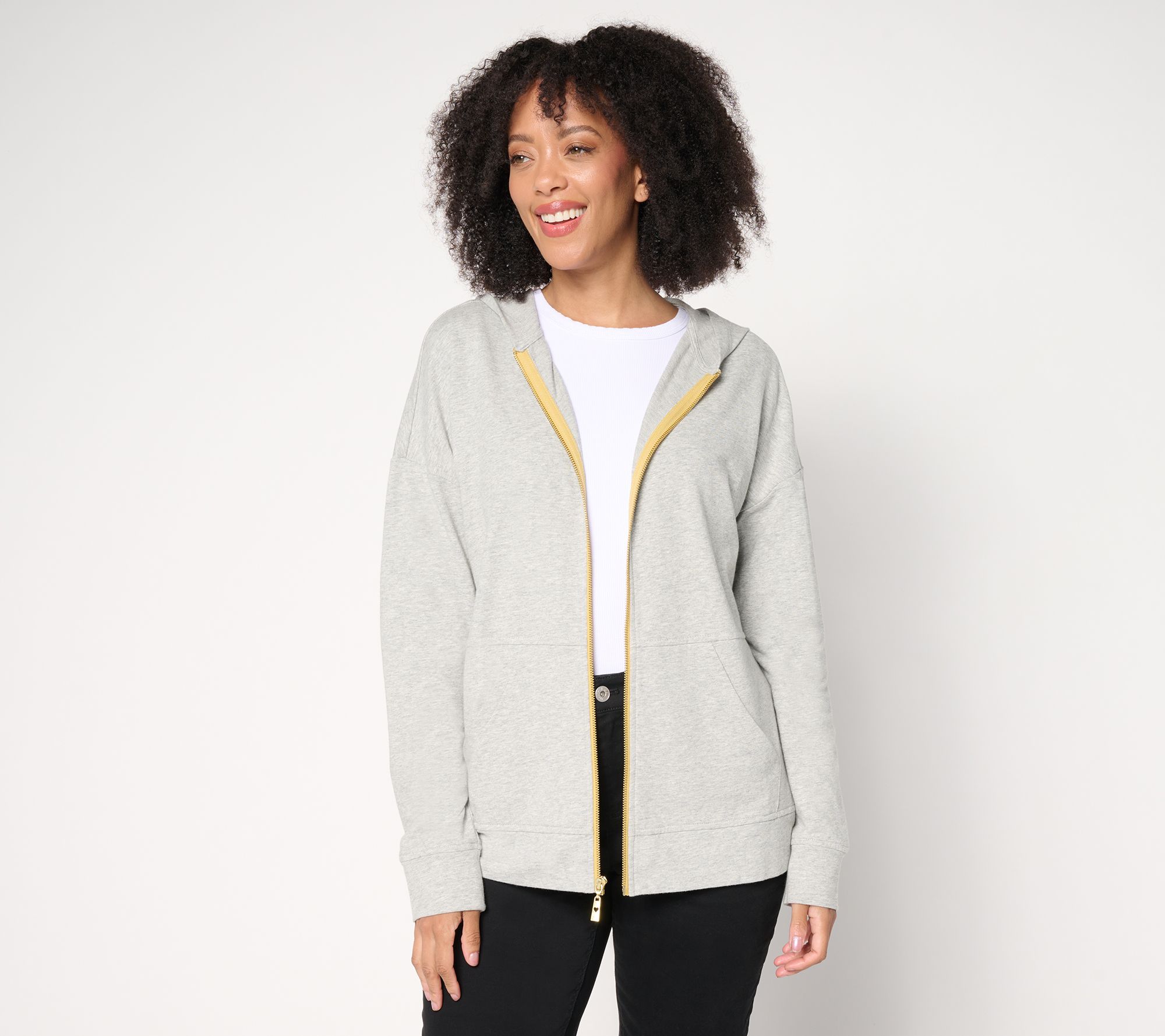 Belle by Kim Gravel French Terry Golden Zip Hoodie