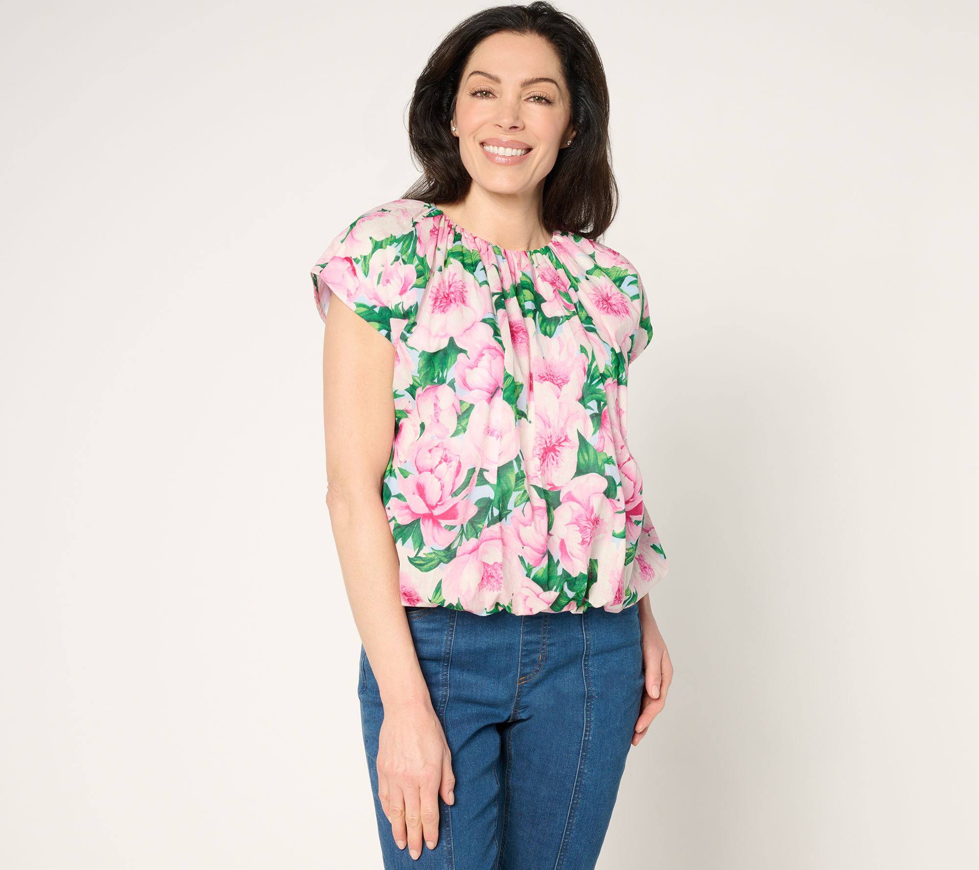 "As Is" Carla Rockmore Collection 100% Cotton Cap Sleeve Blouse