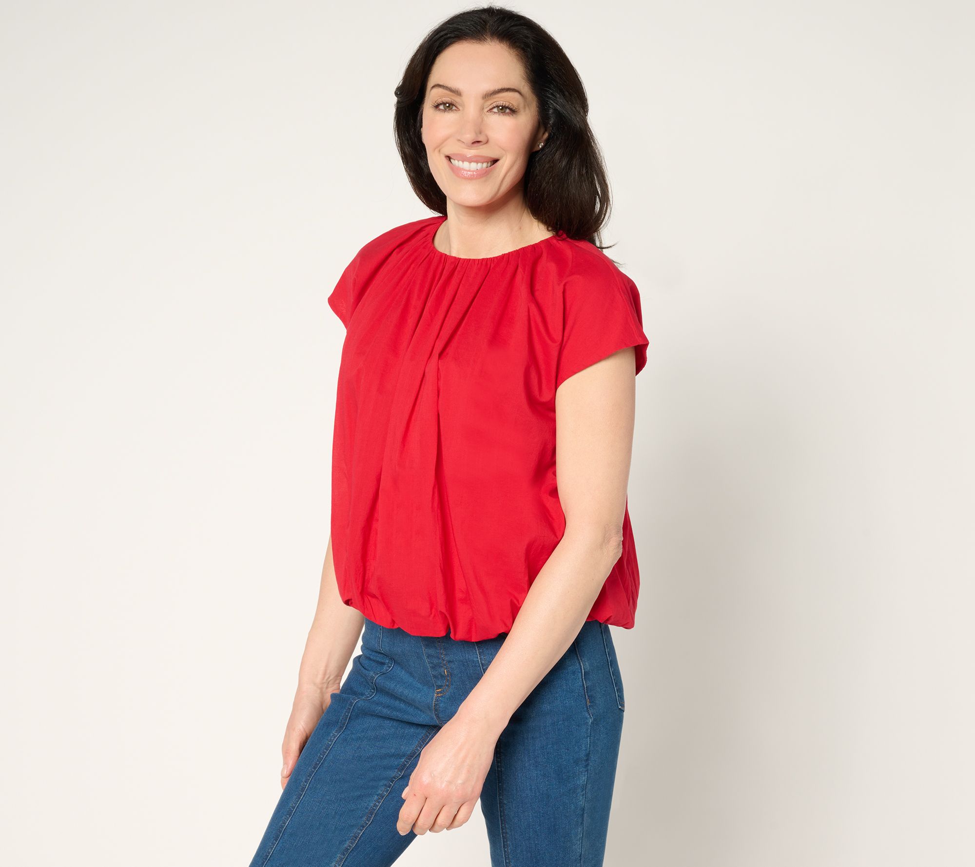 "As Is" Carla Rockmore Collection 100% Cotton Cap Sleeve Blouse