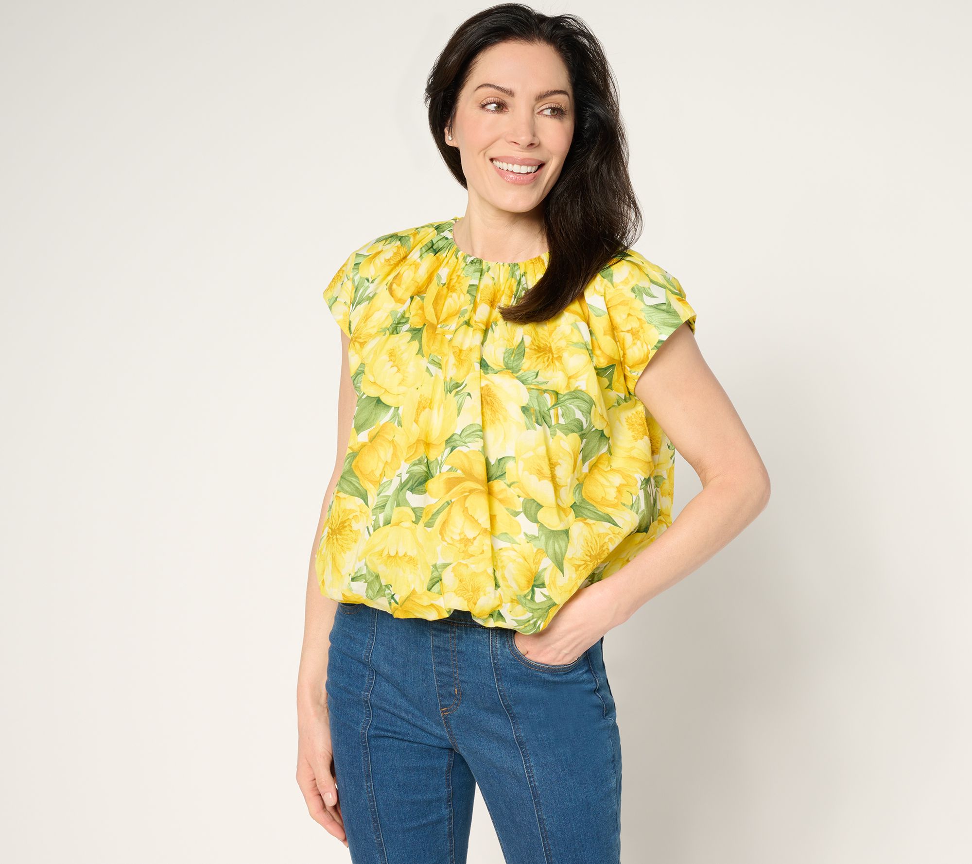 "As Is" Carla Rockmore Collection 100% Cotton Cap Sleeve Blouse