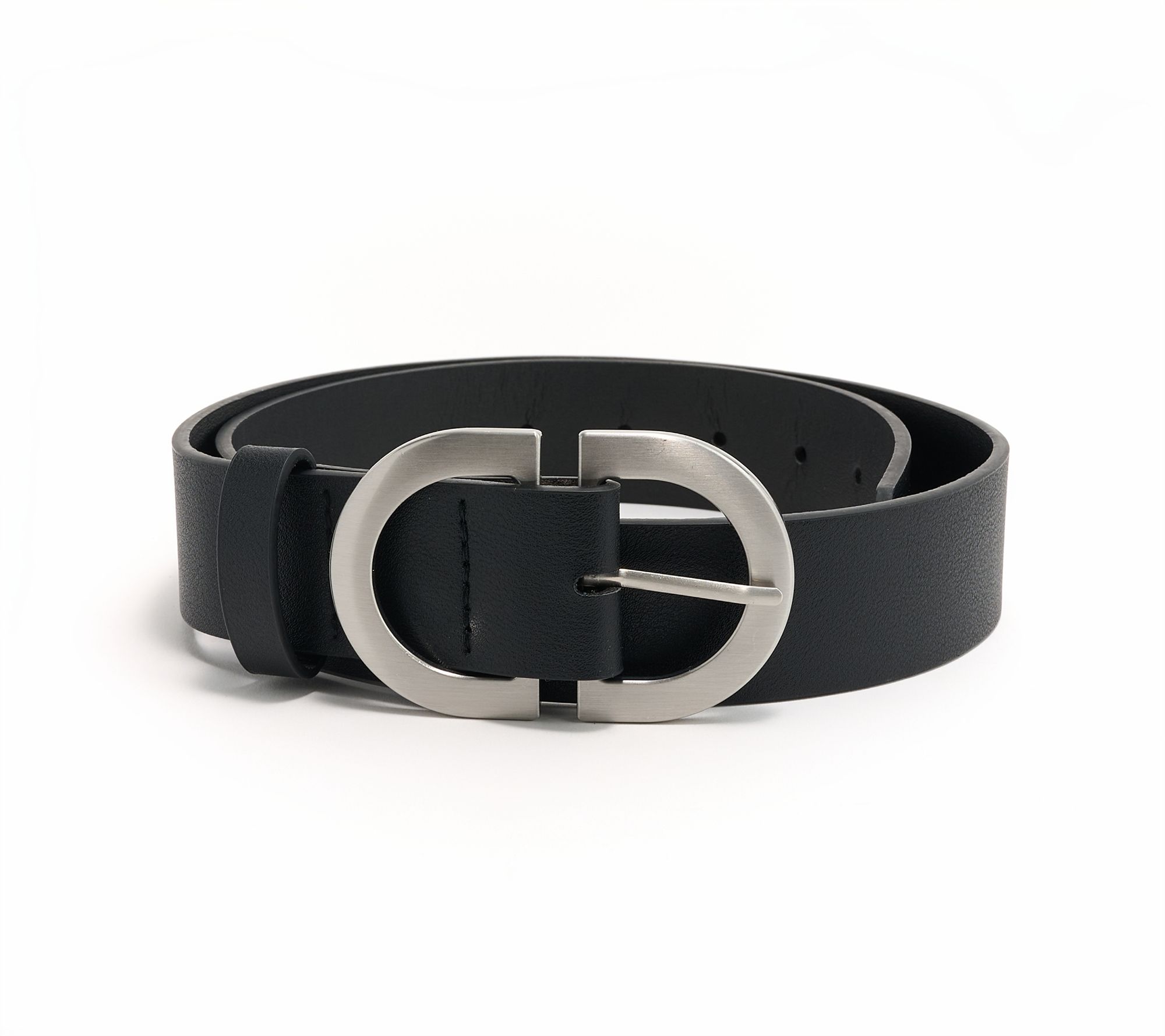 Susan Graver Faux Leather Belt with Novelty Metal Buckle