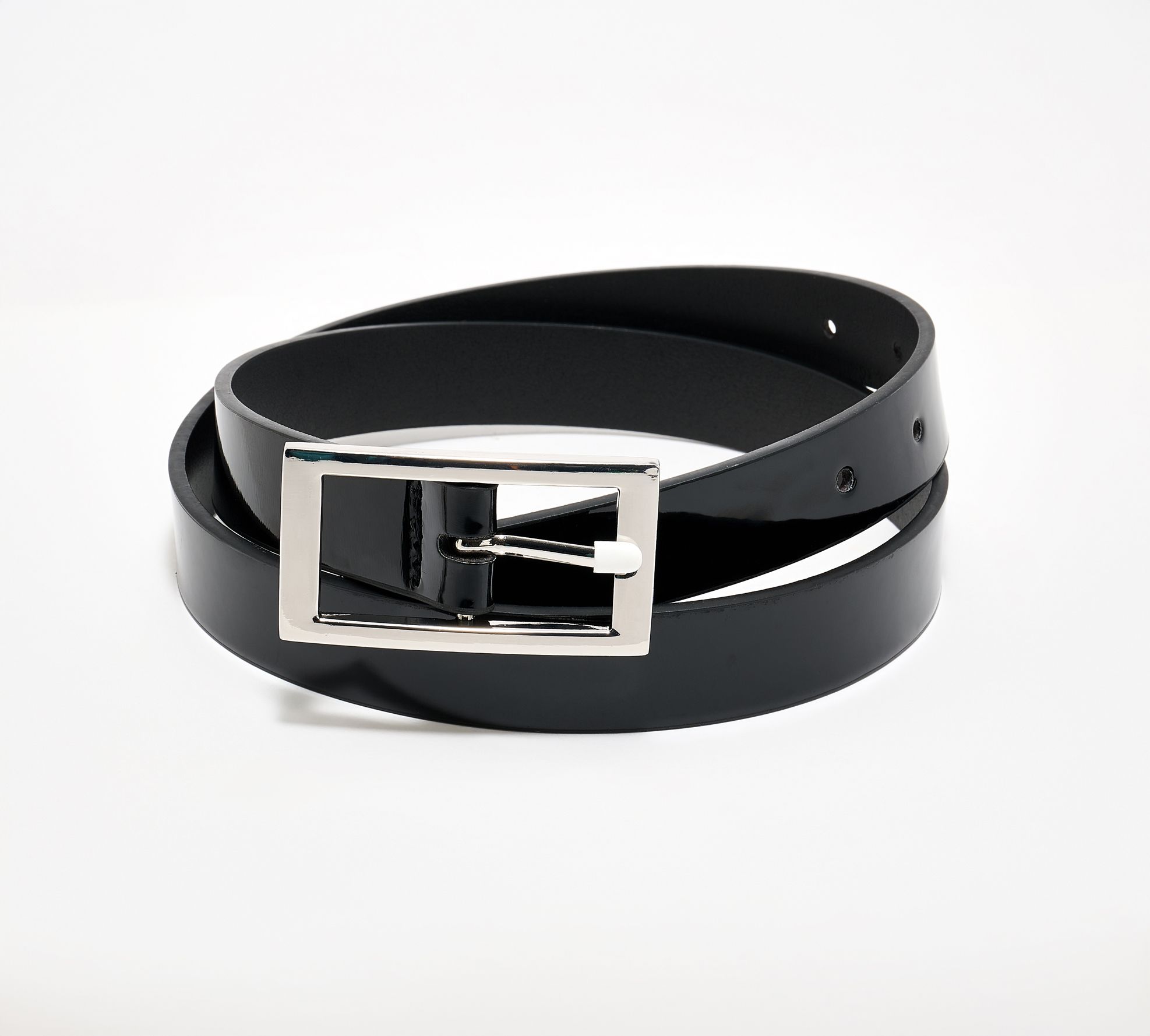 Susan Graver Faux Patent Leather Belt w/ Rectangle Buckle