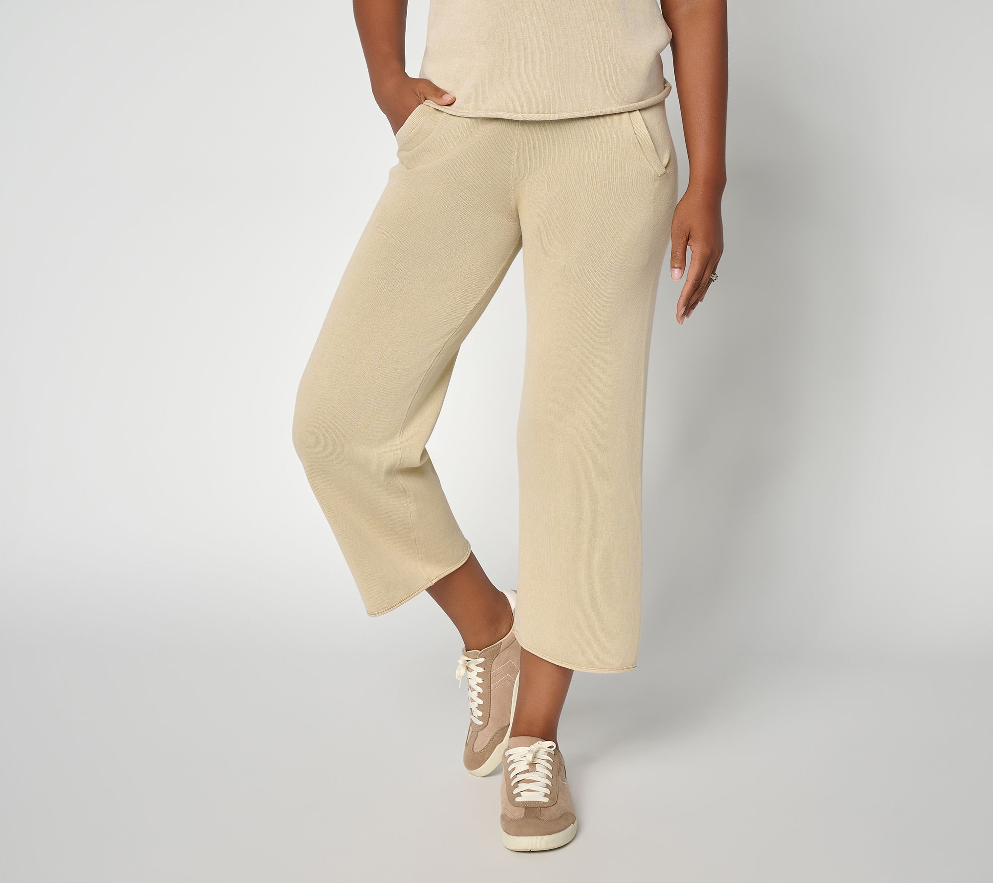 Barefoor Dreams Petite Cotton Sunbleached Rolled Edge Crop Pant