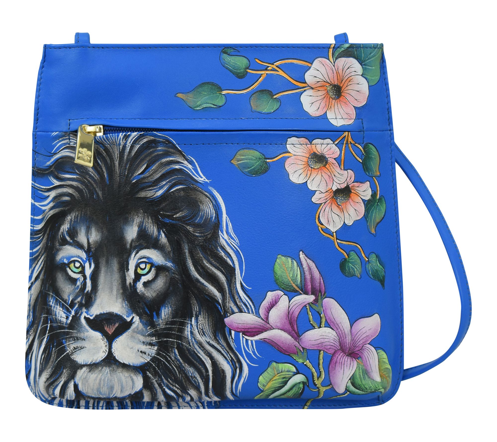 Anuschka Painted Leather Slim Crossbody with Front Zip