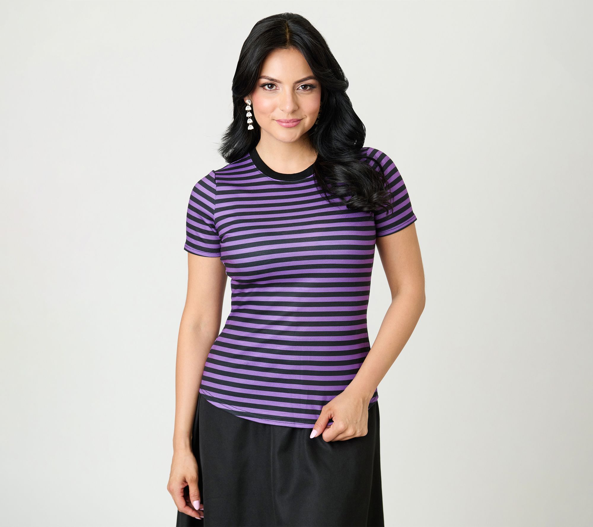 Unique Vintage Purple & Black Stripe Back To Basics Top