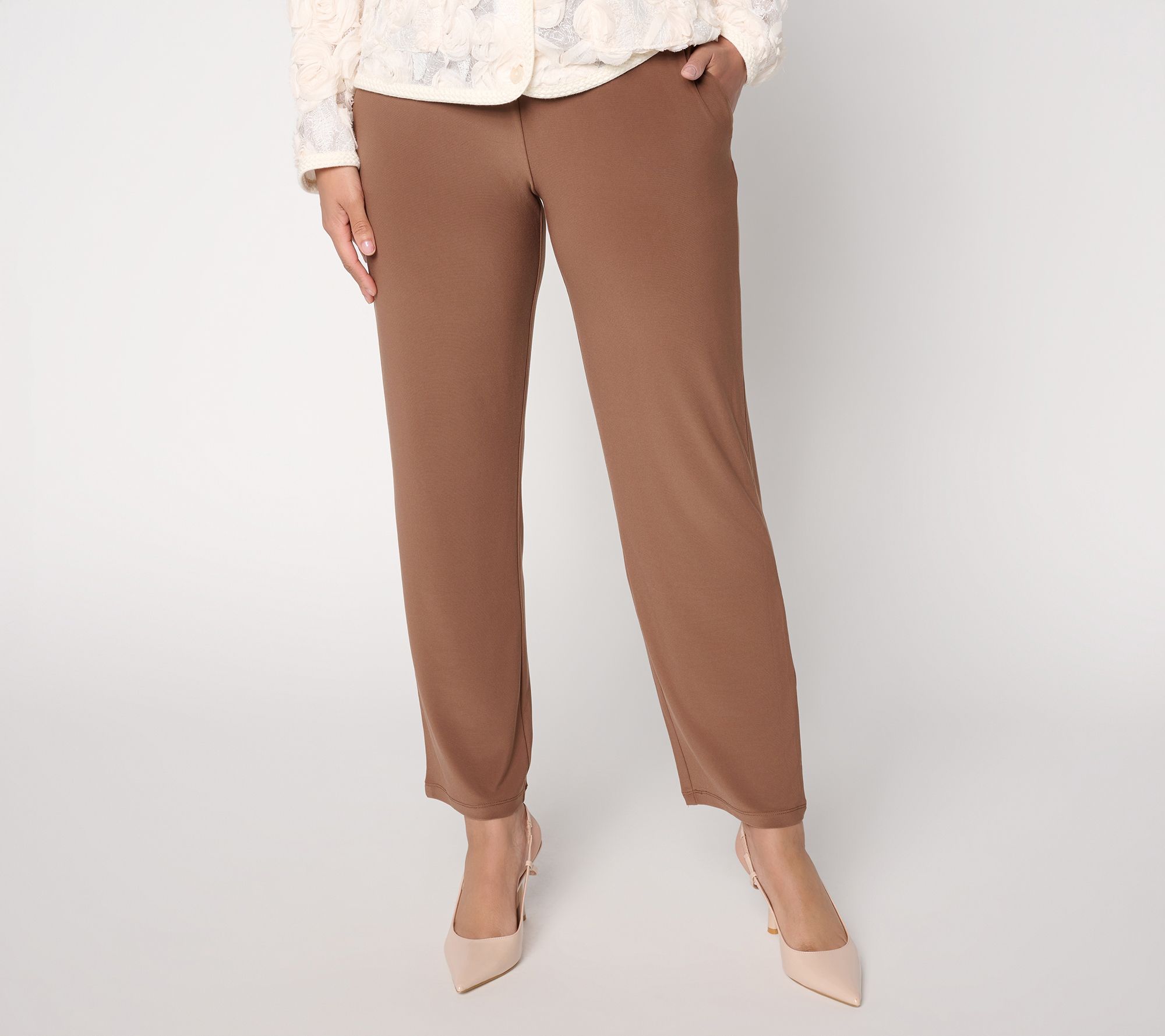 Dennis Basso Regular Italia Knit Straight Leg Ankle Pants