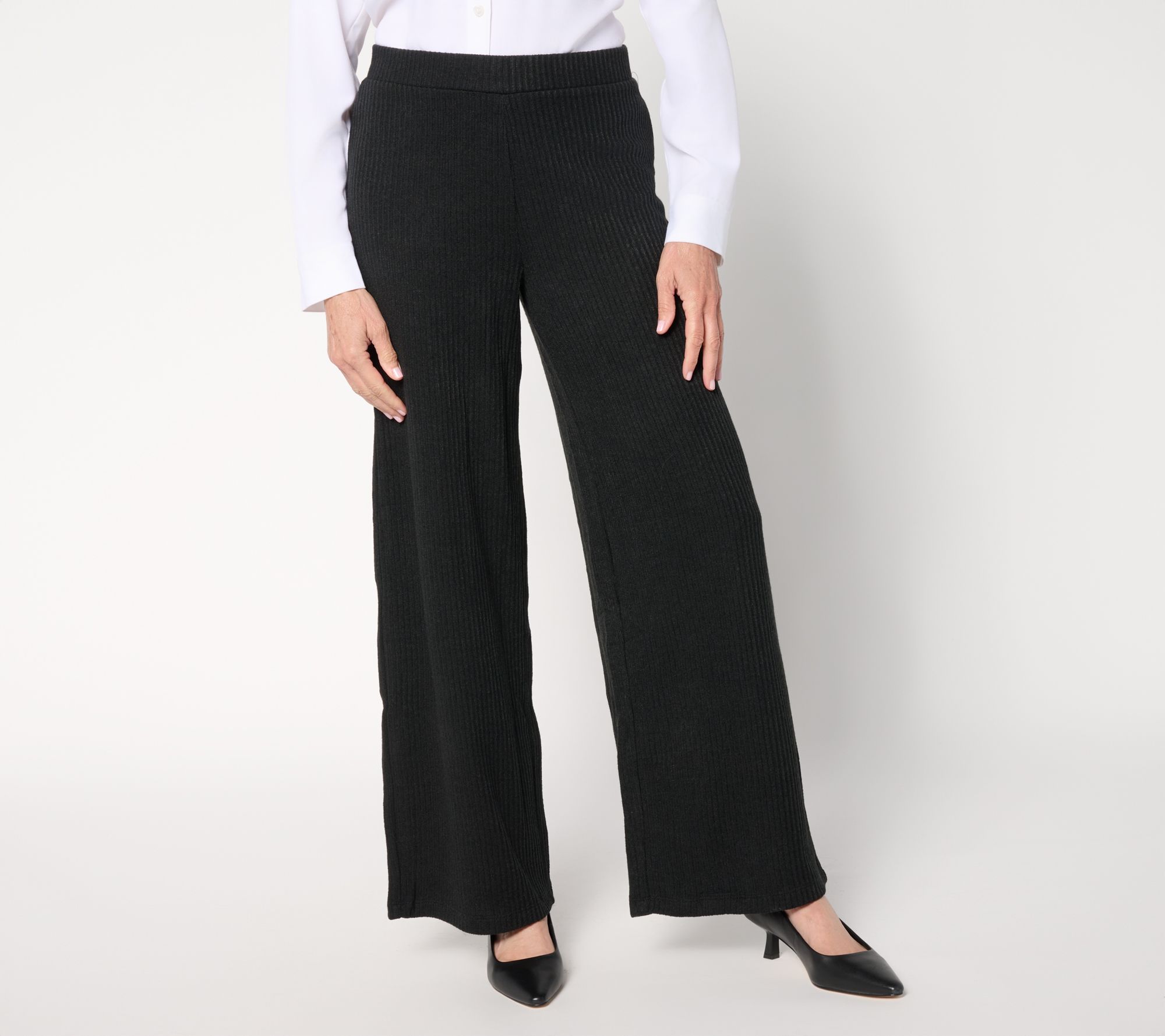 "As Is" Dennis Basso Regular Easy Rib Wide Leg Pull On Pant