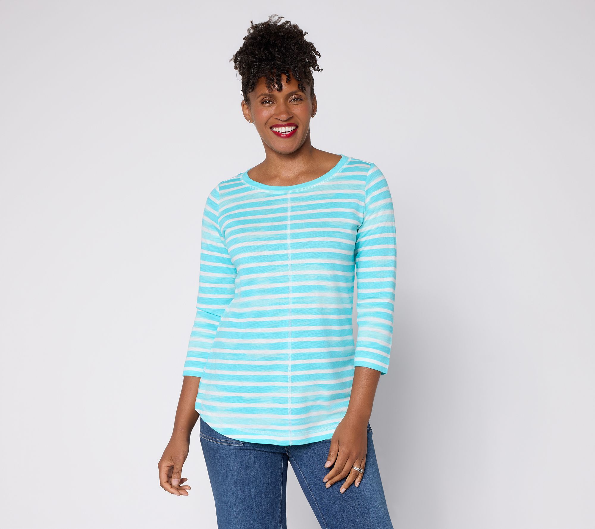 Liberty Belles by Kim Gravel The Stripe is Right Center Seam Top