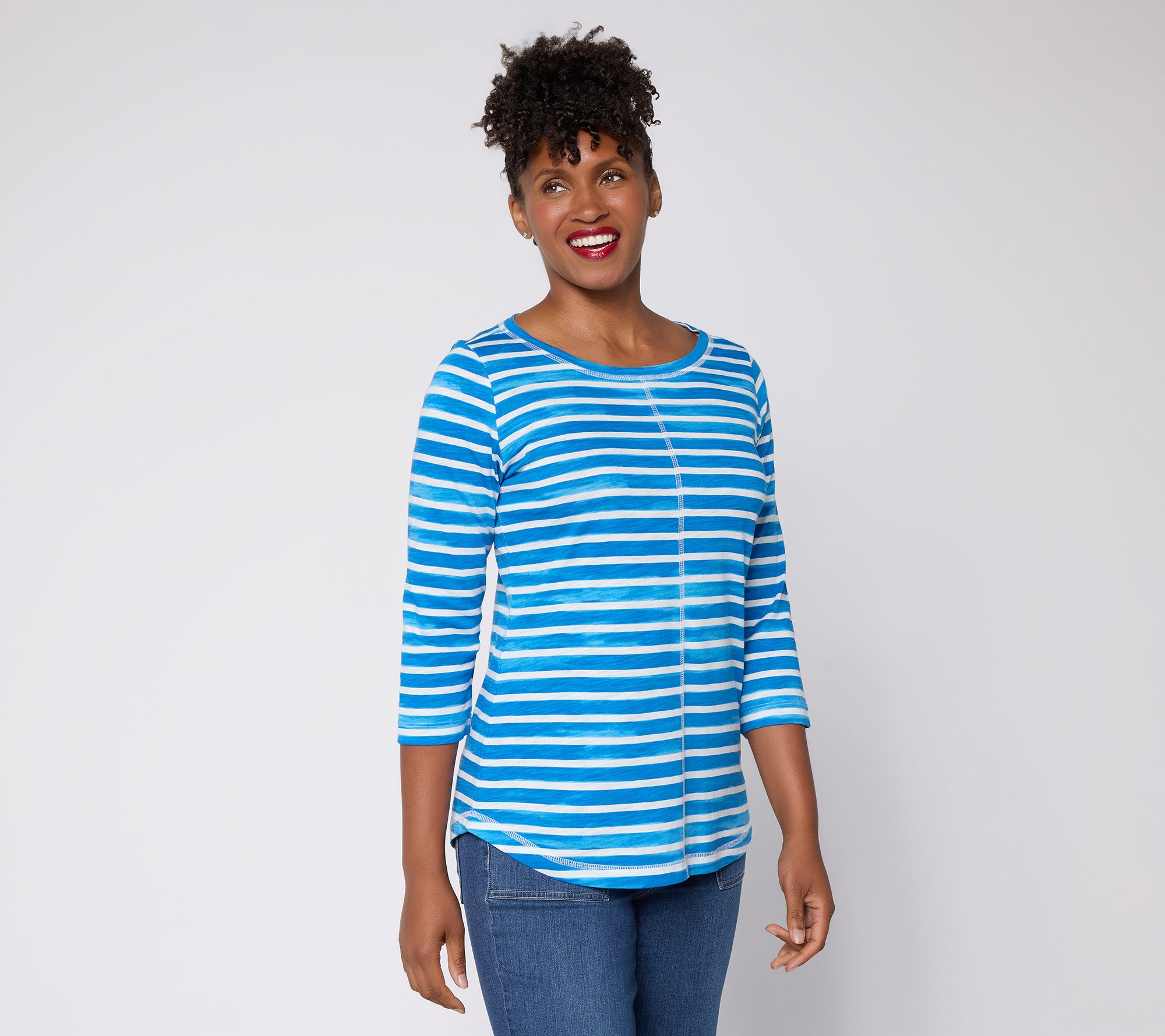 Liberty Belles by Kim Gravel The Stripe is Right Center Seam Top