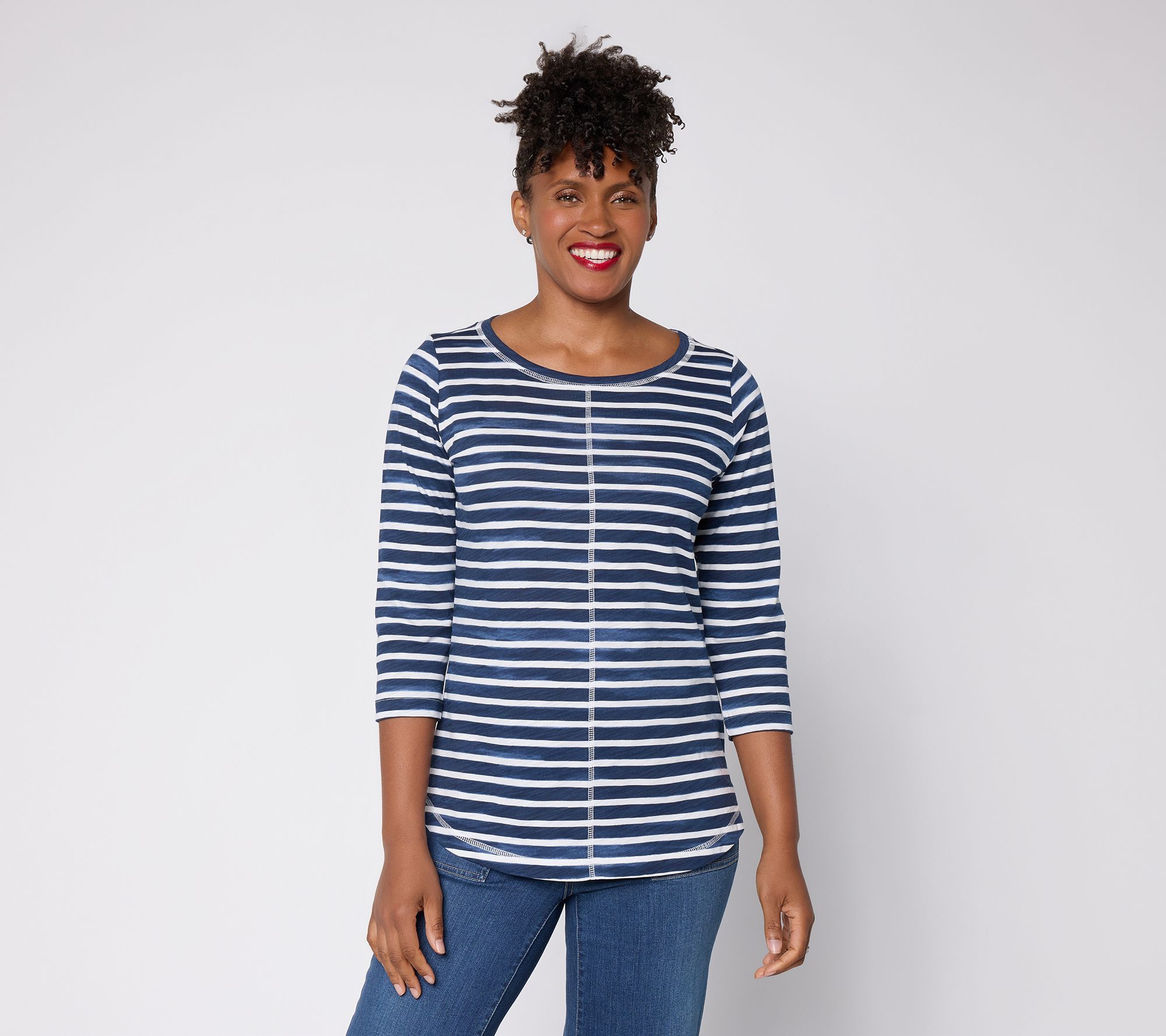 Liberty Belles by Kim Gravel The Stripe is Right Center Seam Top
