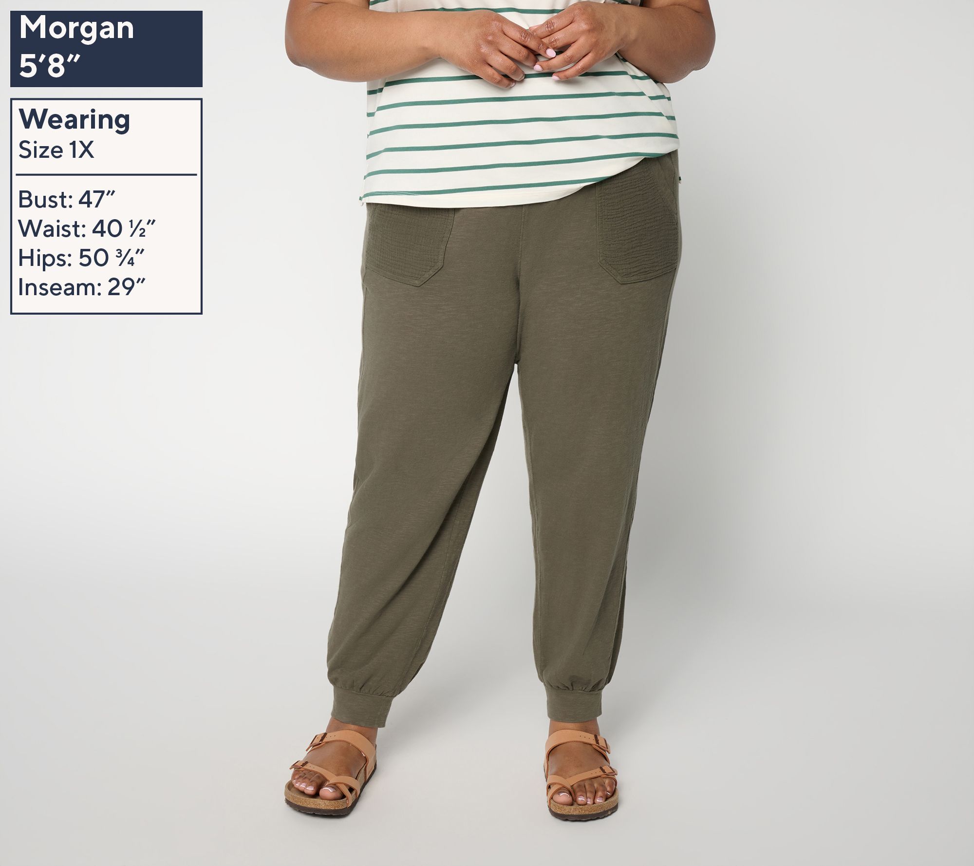 AnyBody Regular Washed Cotton Slub Jersey and Gauze Jogger - QVC.com