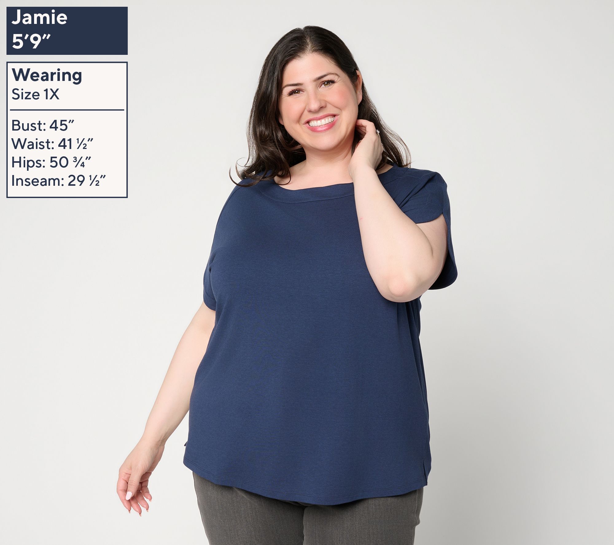Denim & Co. So Soft Jersey Boat Neck Split Short Sleeve Top - QVC.com