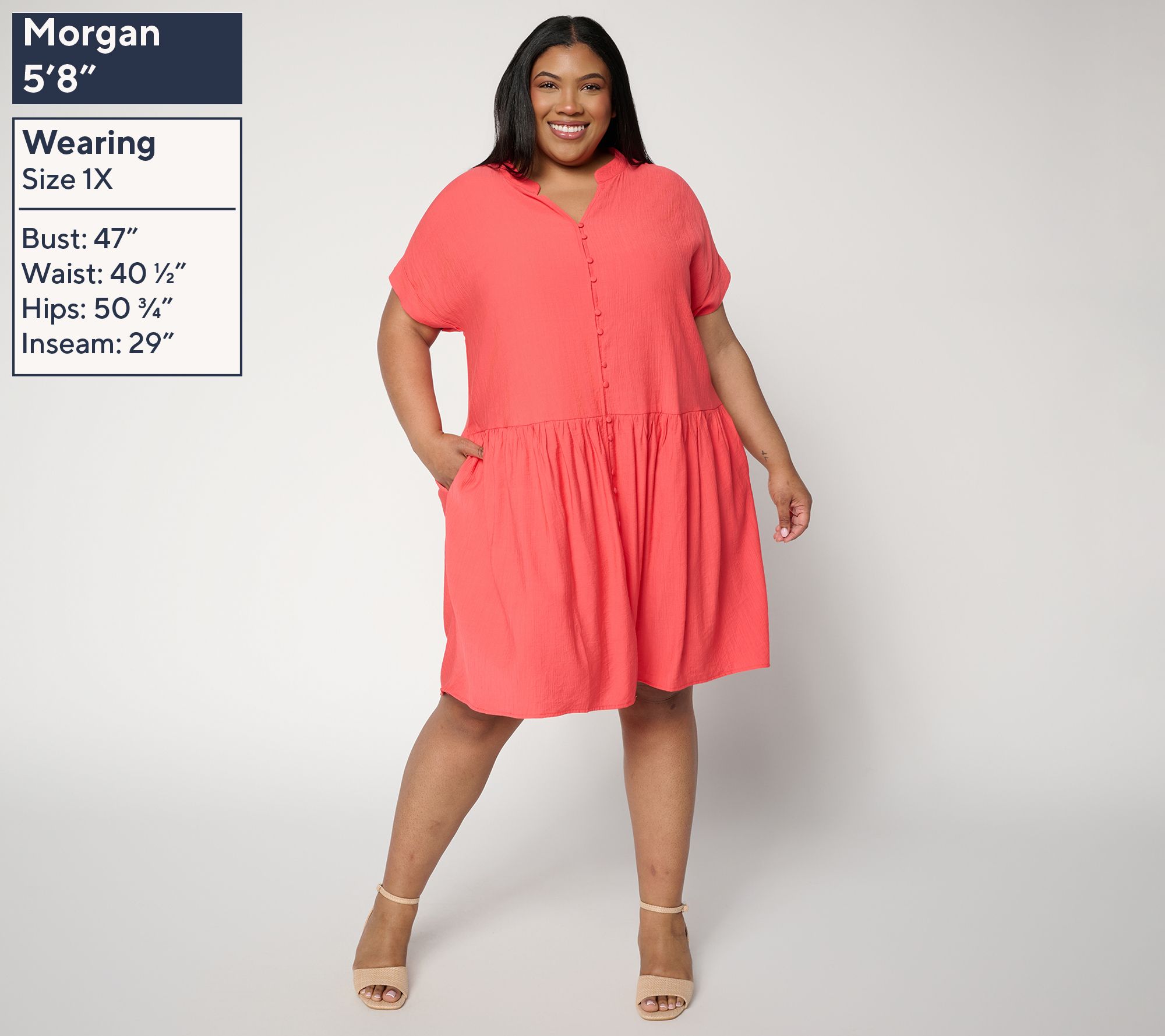 Susan Graver Regular Textured Woven Button Front Dress - QVC.com
