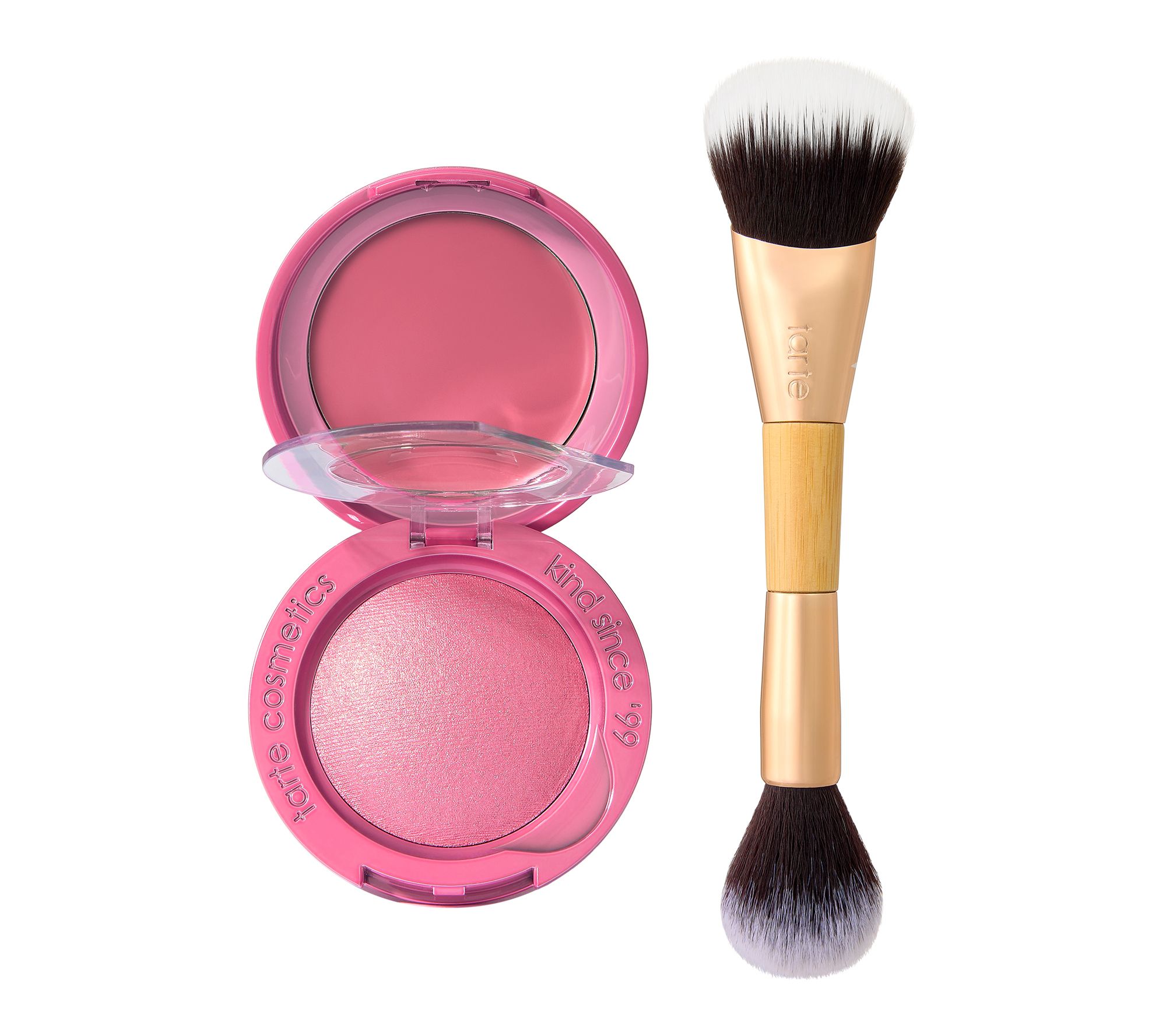 tarte macaron blush & glow baked & cream blush with brush
