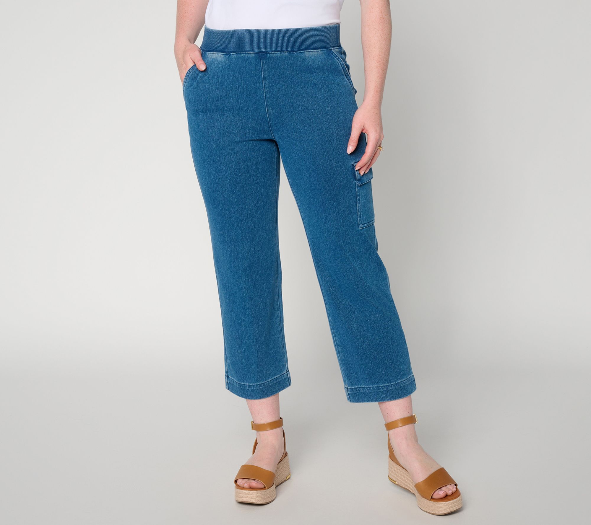 Denim & Co. Regular Comfy Knit Air Straight-Leg Crop Jeans