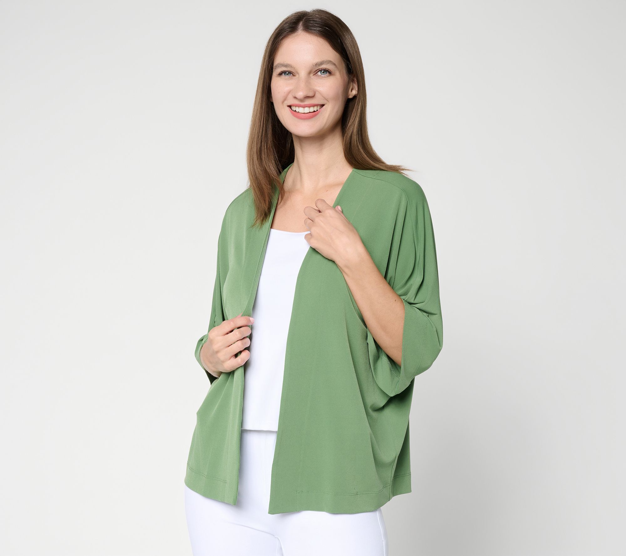  Susan Graver Essentials Liquid Knit Dolman Sleeve Cardigan