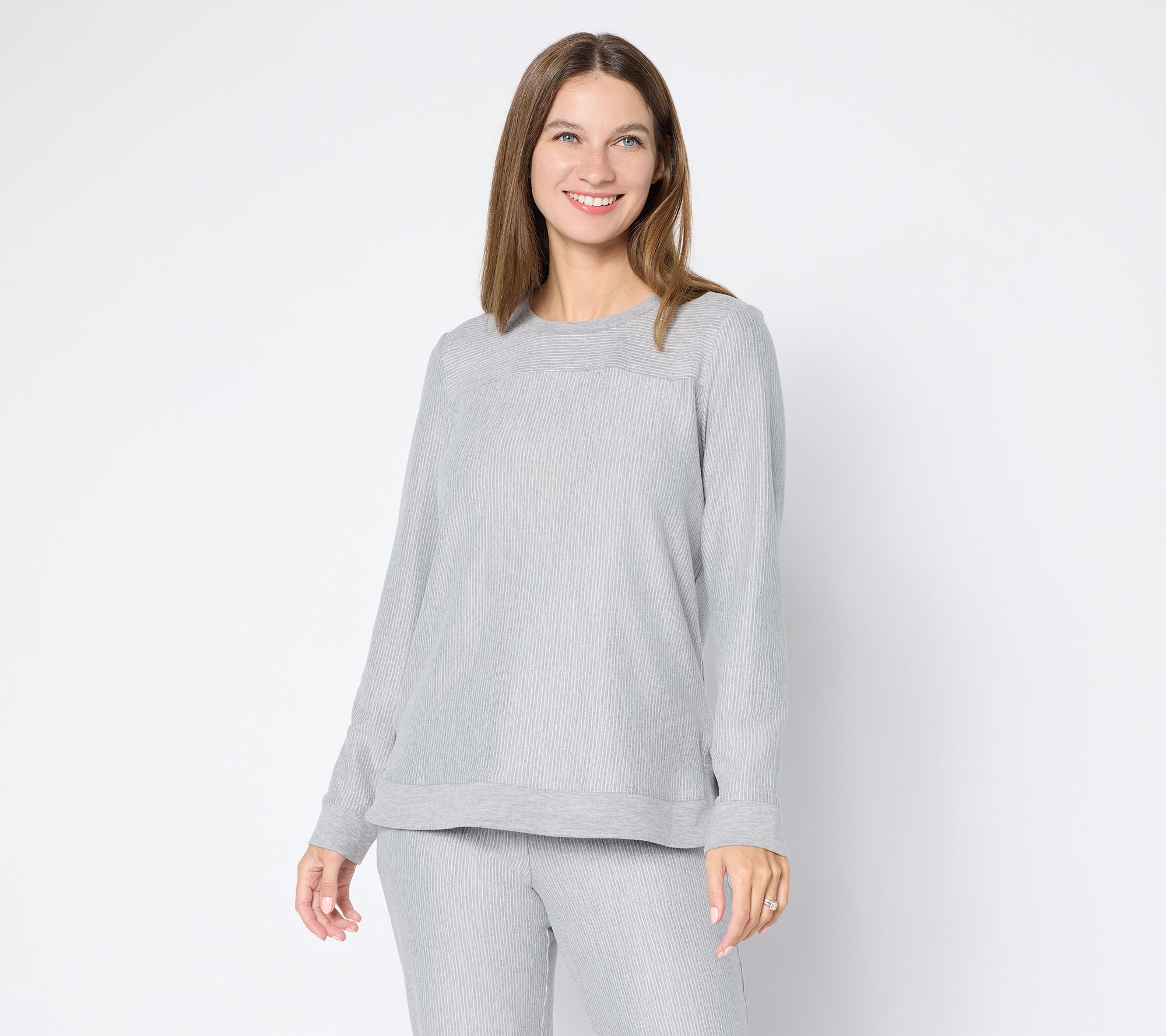 "As Is" Denim & Co. Interlock Long Sleeve Top