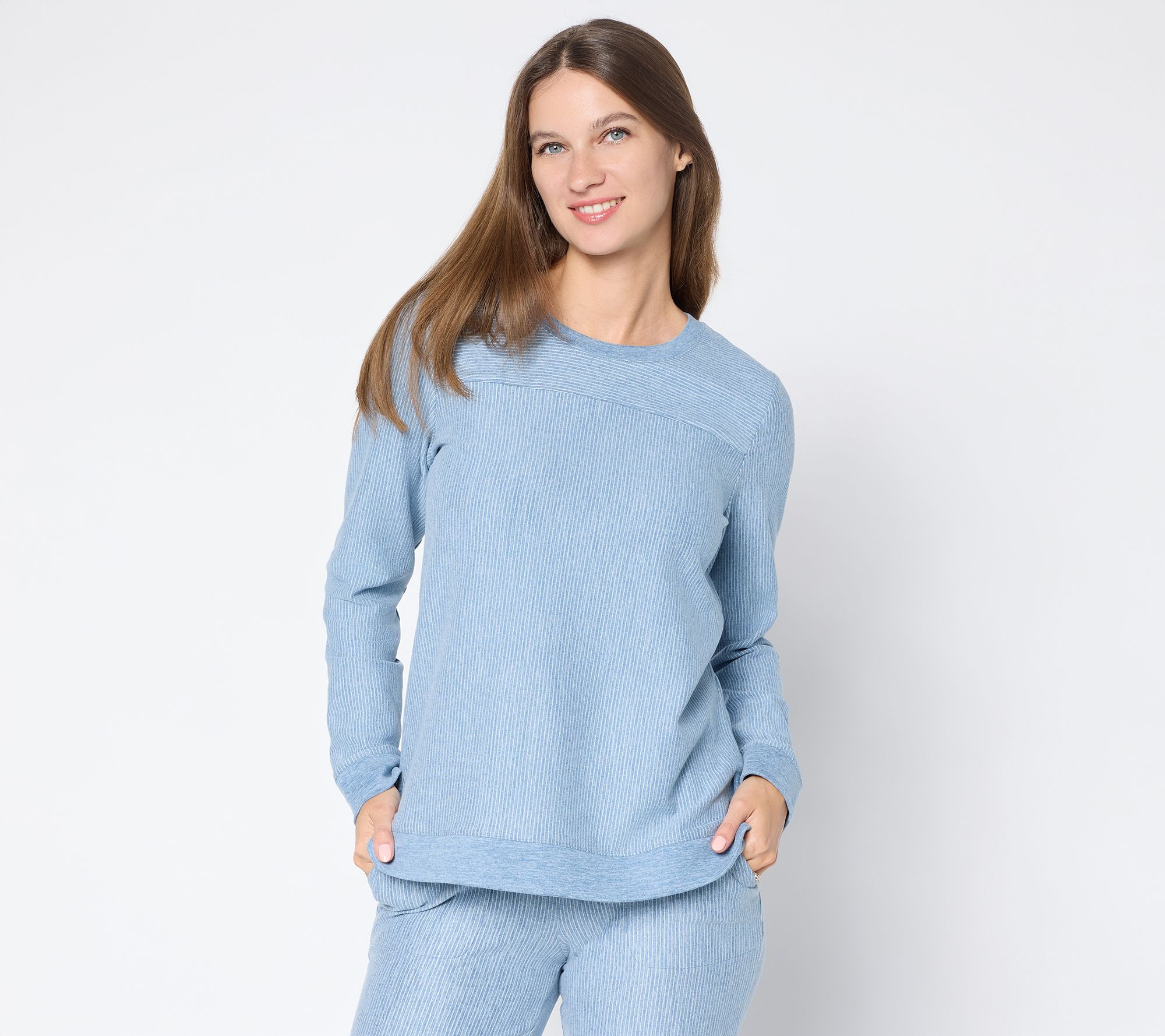 "As Is" Denim & Co. Interlock Long Sleeve Top