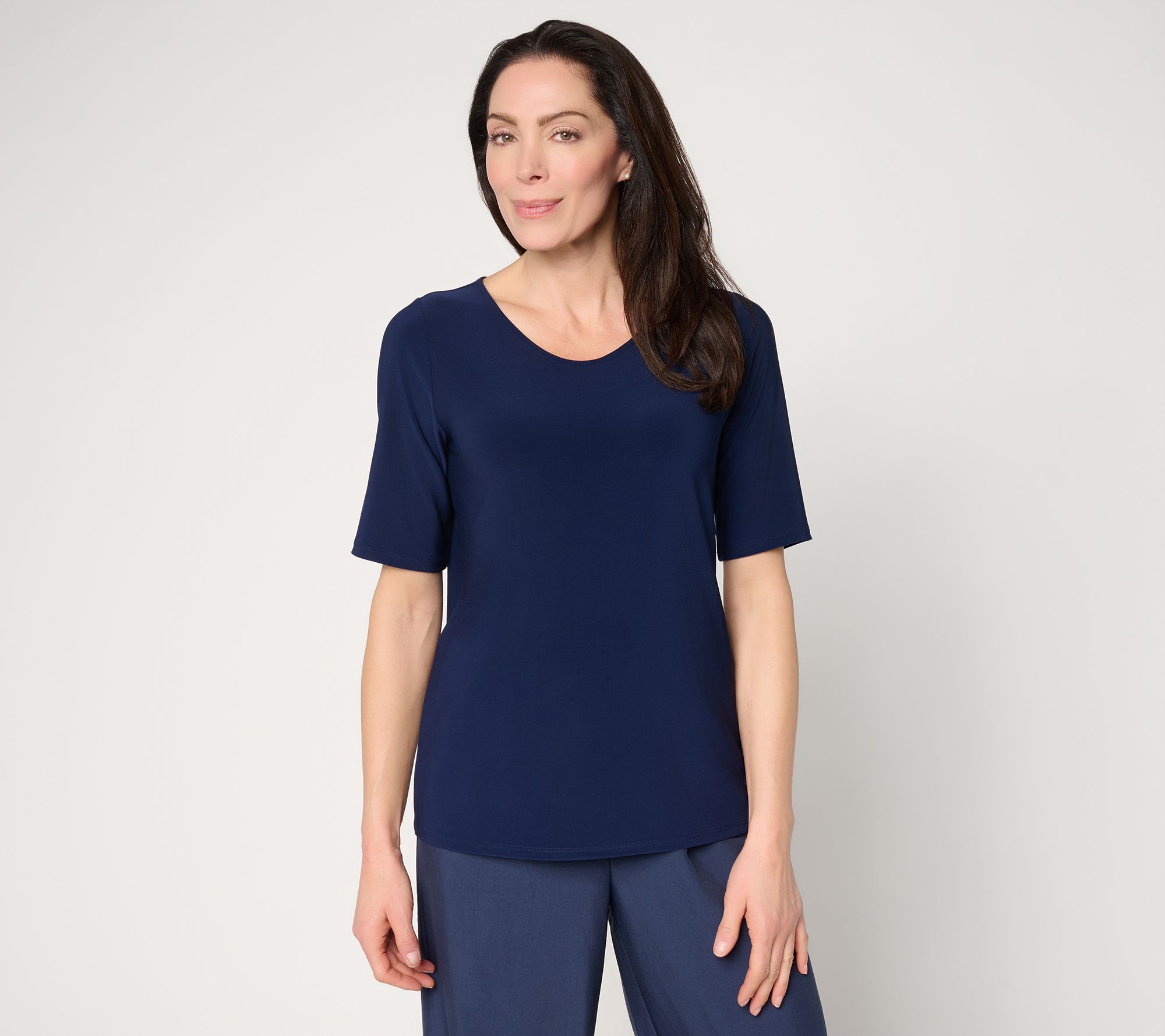 "As Is" Dennis Basso Basics Italia Knit Swoop Neck Top