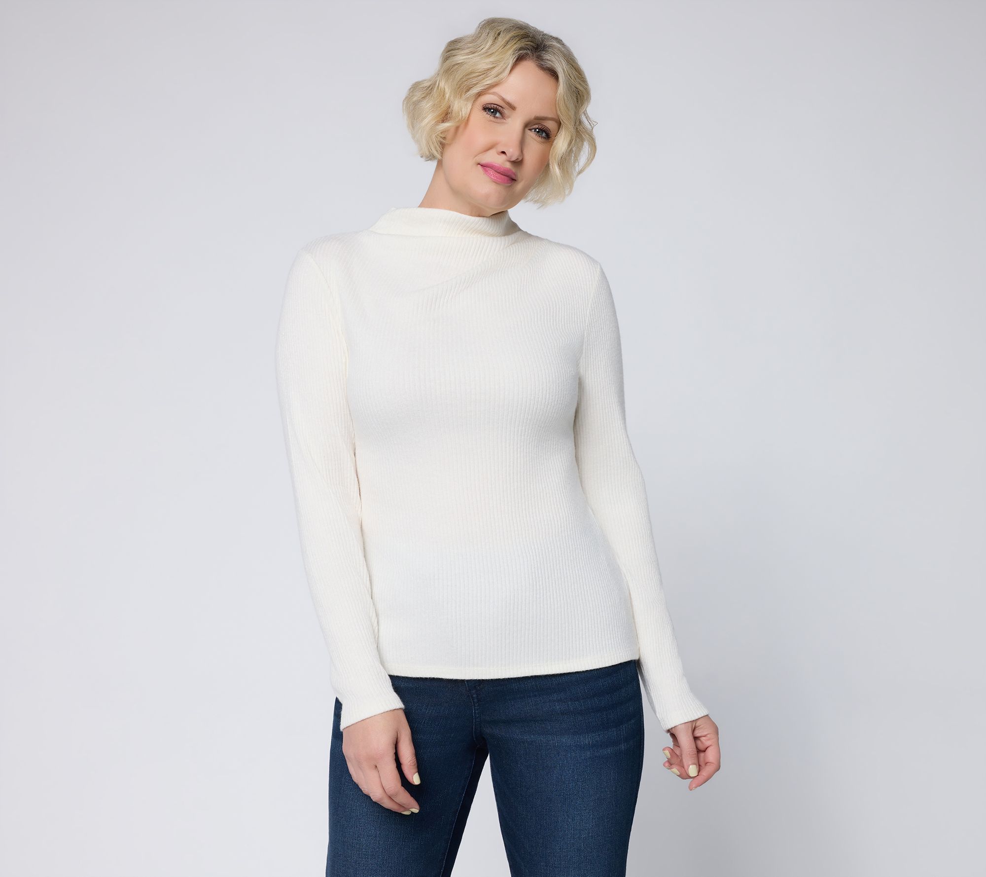 Me by Jennie Garth Ribbed Knit Bracelet Sleeve Top