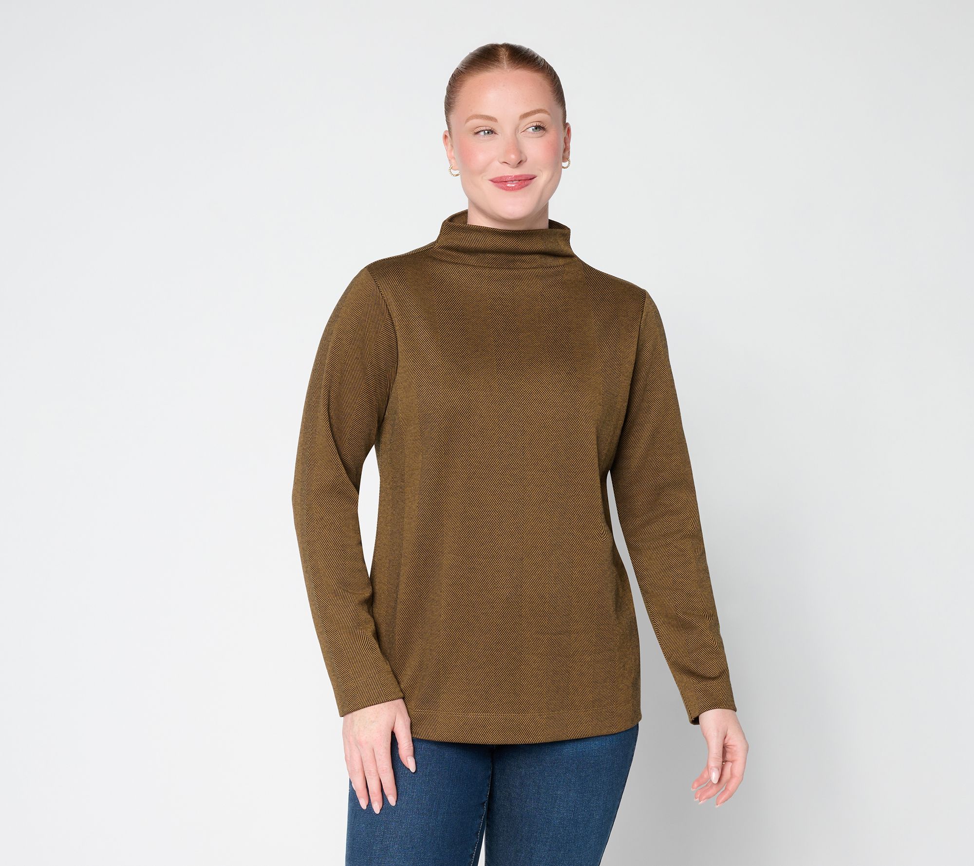 Joan Rivers Funnel Neck Long Sleeve Fleece Top
