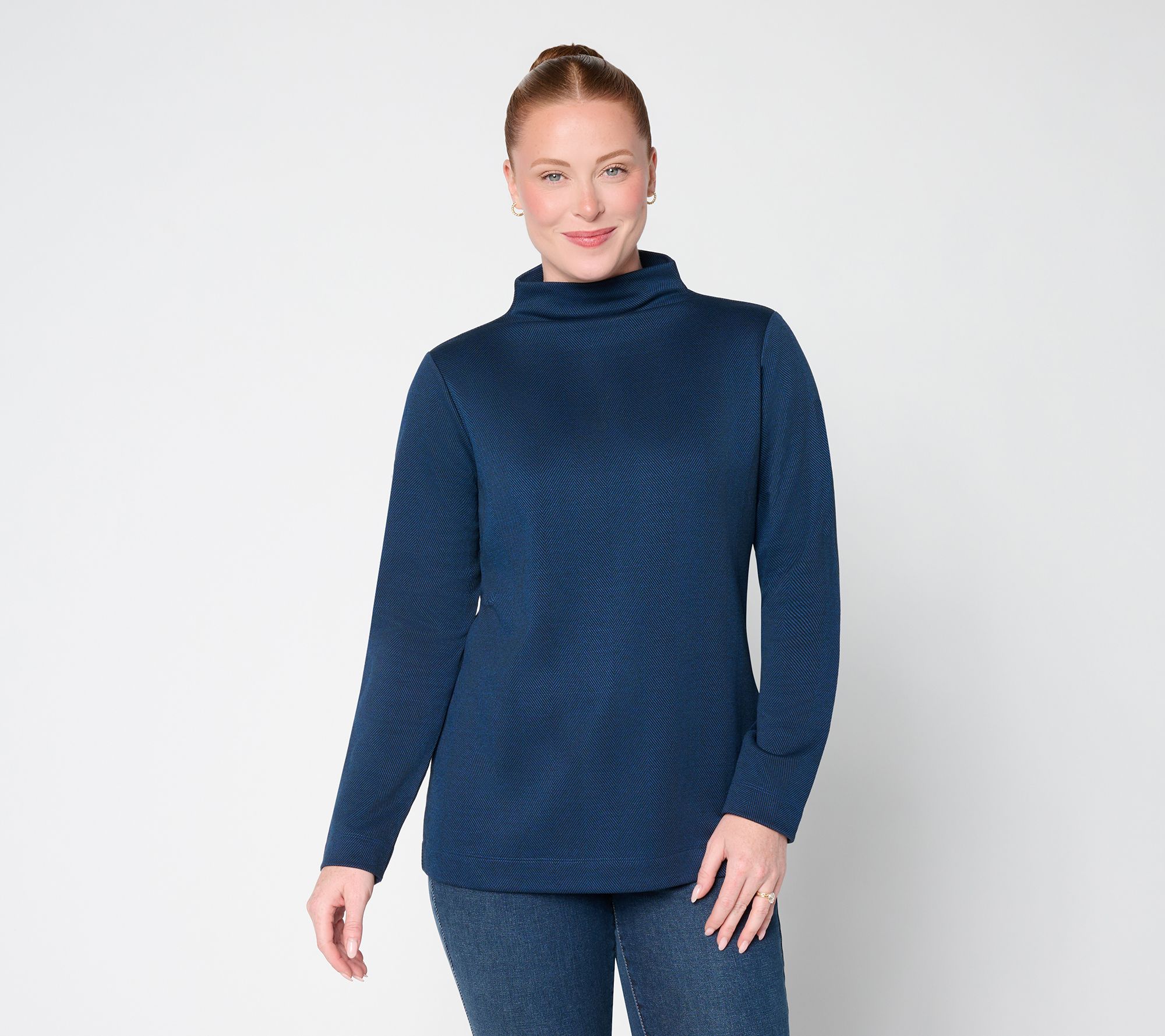 Joan Rivers Funnel Neck Long Sleeve Fleece Top