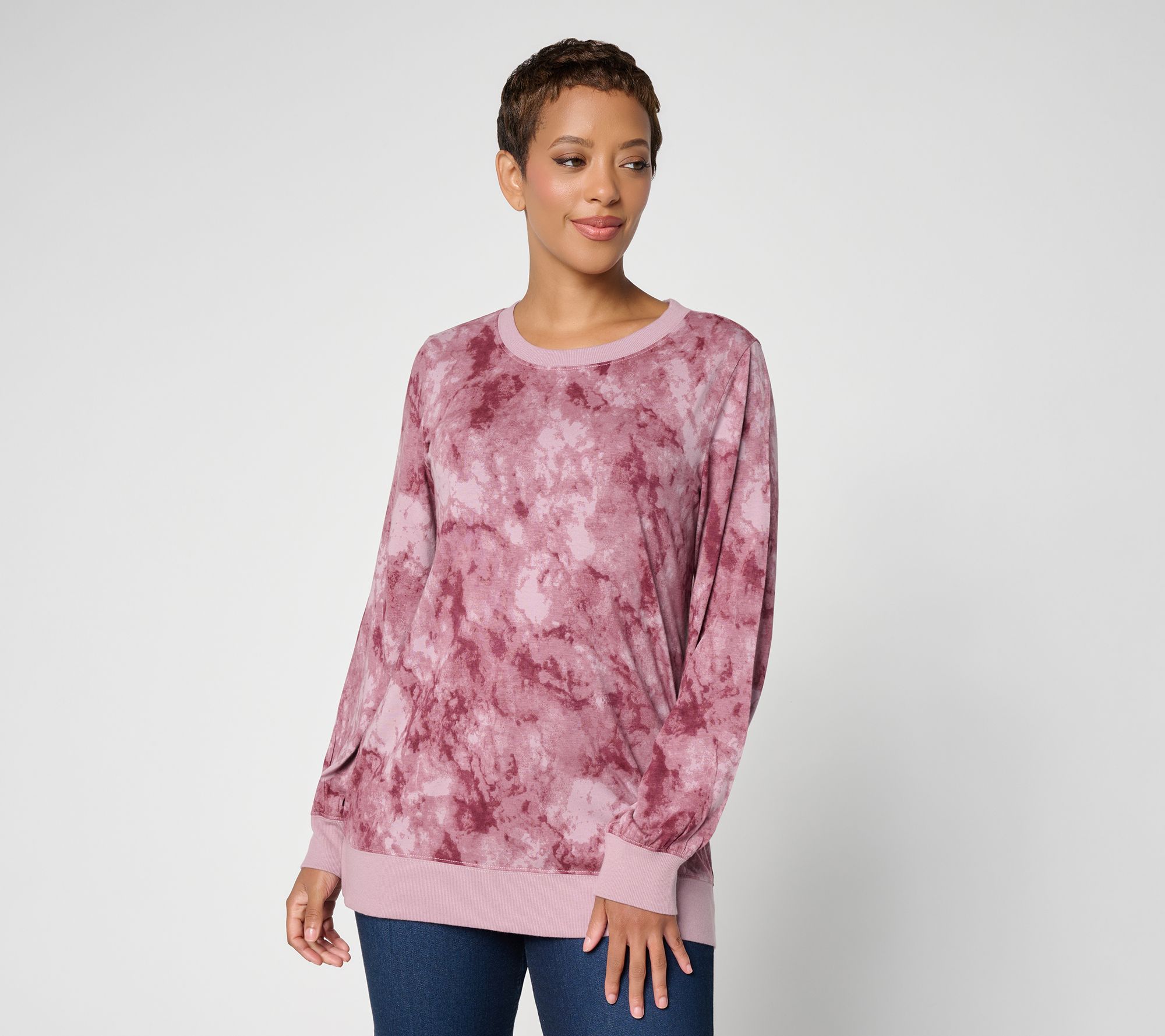 LOGO Principles by Lori Goldstein Long Sleeve Dye Effect Top | QVC