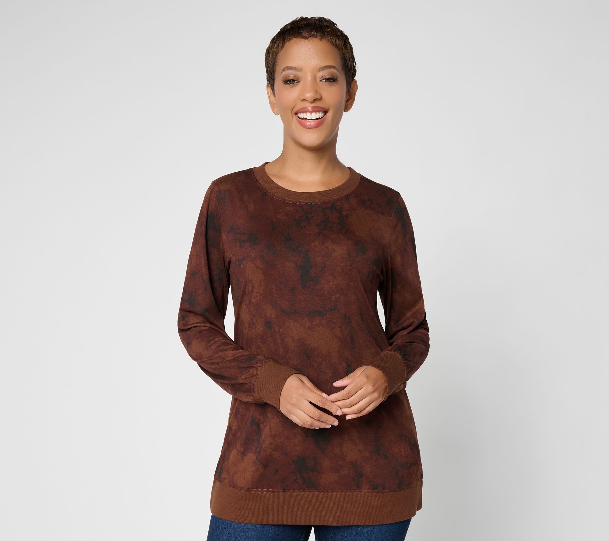 LOGO Principles by Lori Goldstein Long Sleeve Dye Effect Top