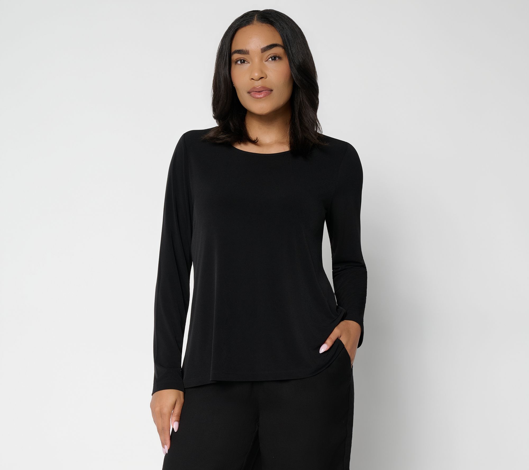 "As Is" Susan Graver Essentials Liquid Knit Scoop Neck Top