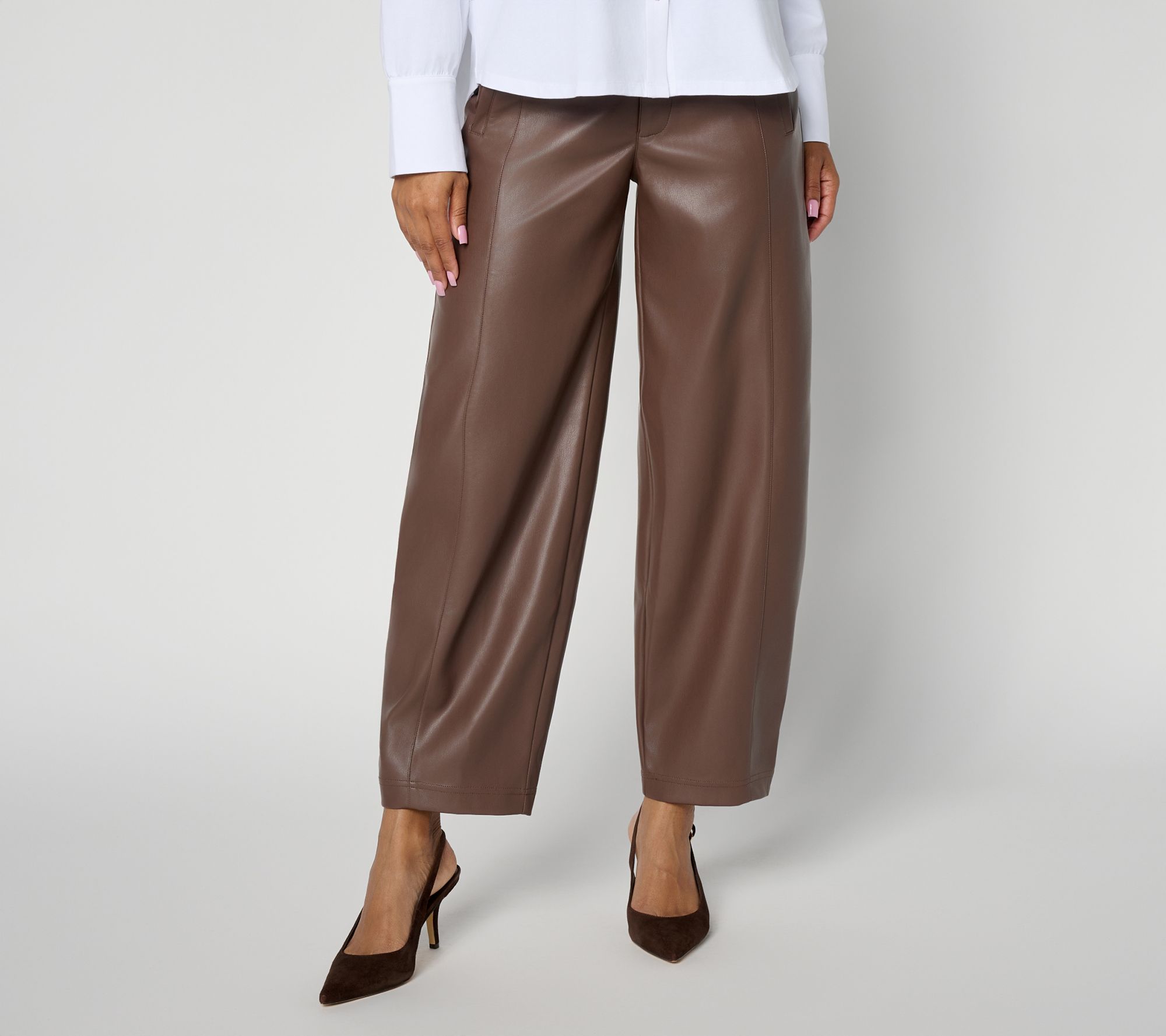 &BASICS Regular Pull-On Faux Leather Barrel Pants