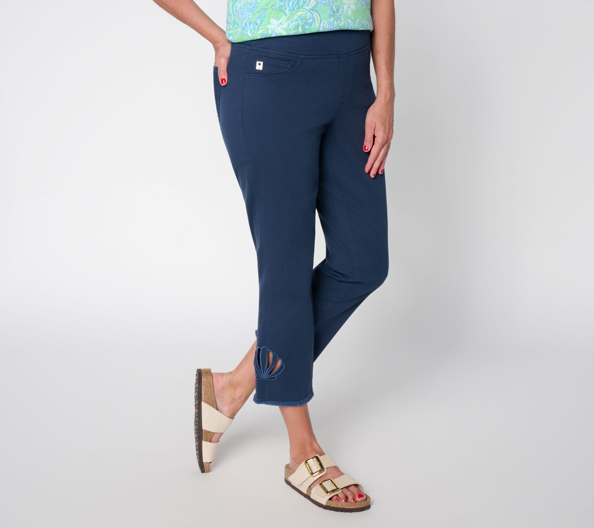 "As Is" Belle by Kim Gravel Reg TripleLuxe Twill Seashell Cropped Jean