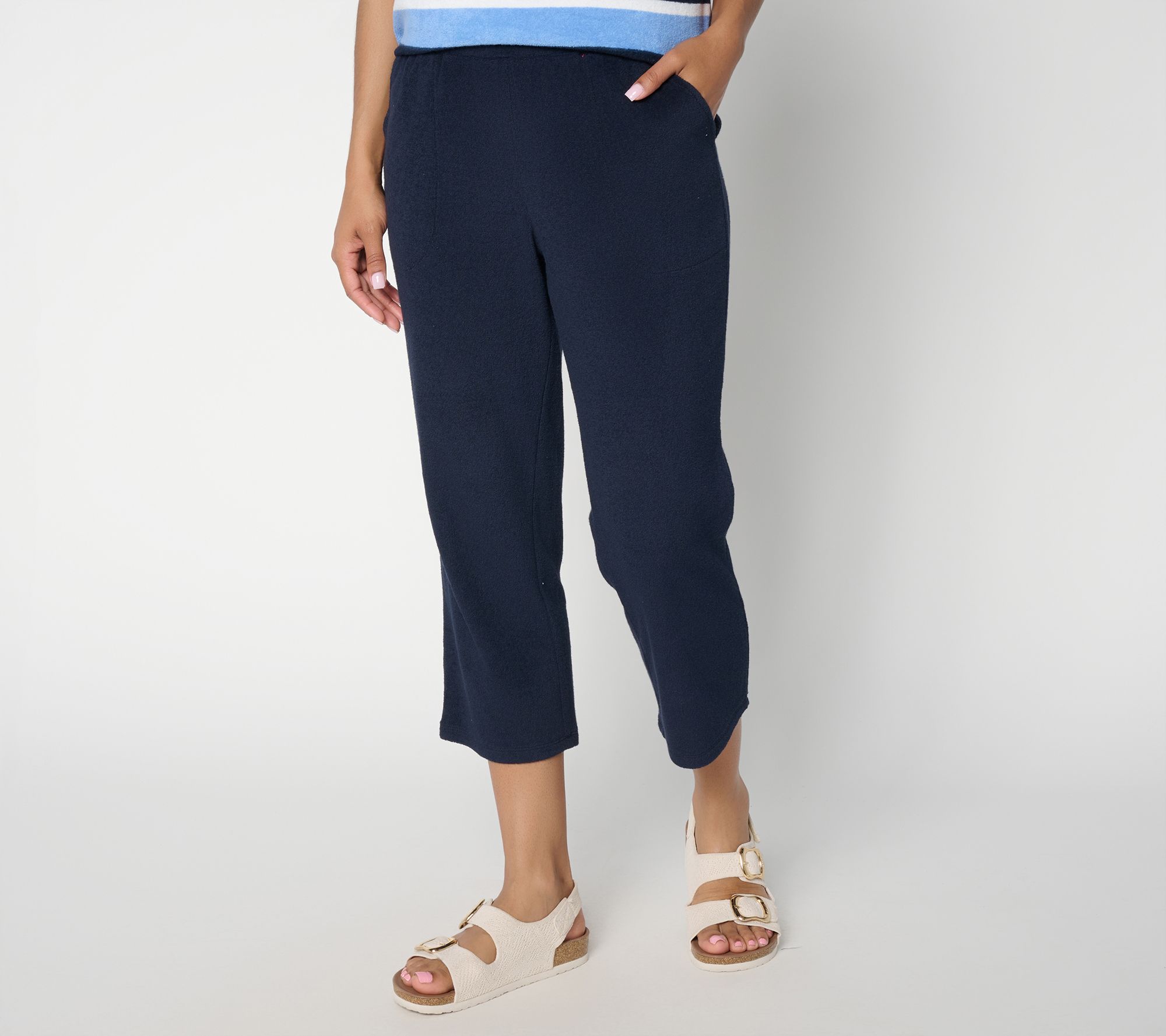 "As Is" Belle Beach by Kim Gravel Regular Poolside Terry Cropped Pant