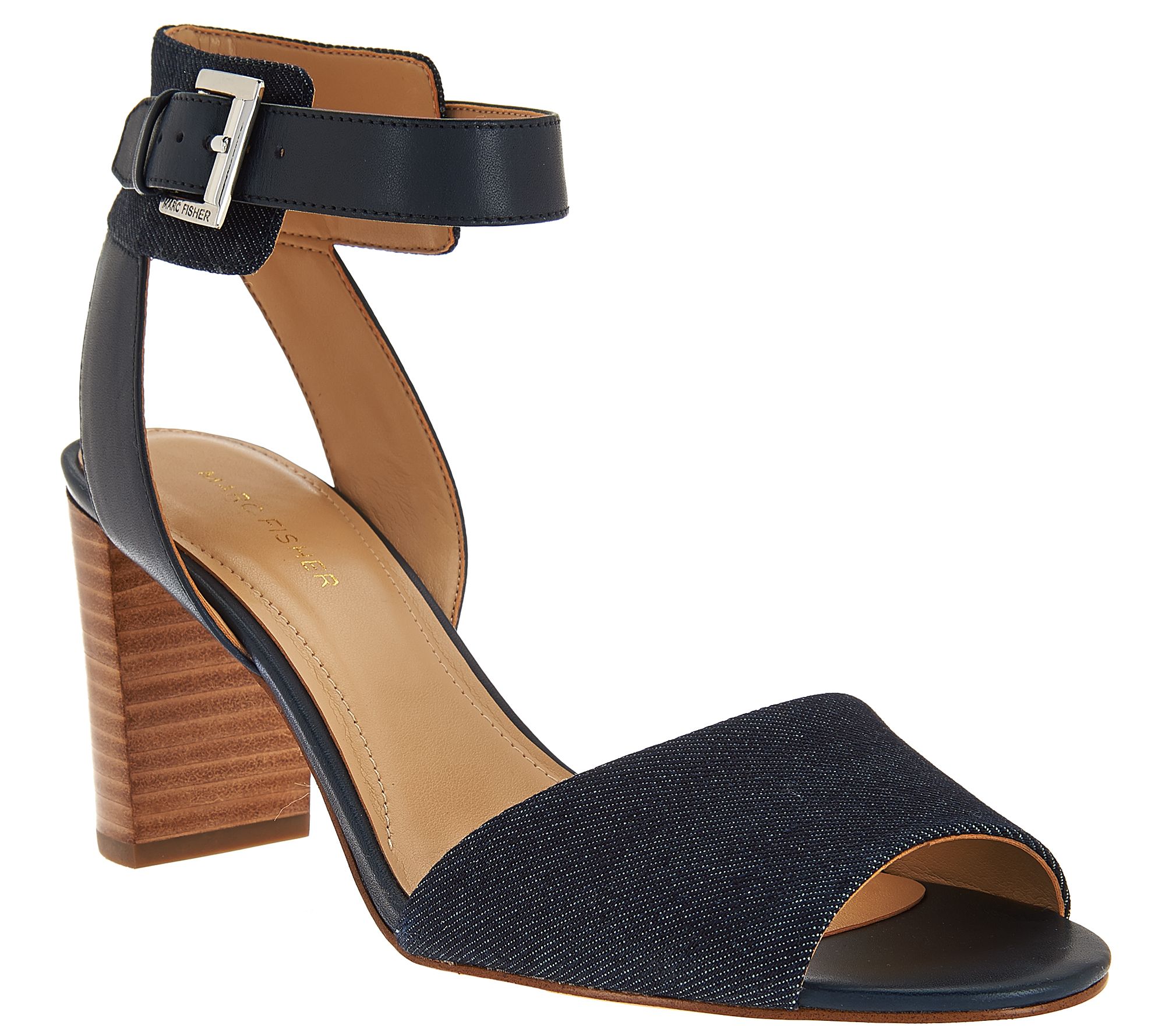 Marc Fisher Ankle Strap Block Heel Sandals - Genette - Page 1 — QVC.com