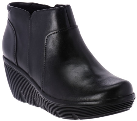 Clarks Artisan Leather Wedge Ankle Boots - - Clarene Sun - Page 1 — QVC.com