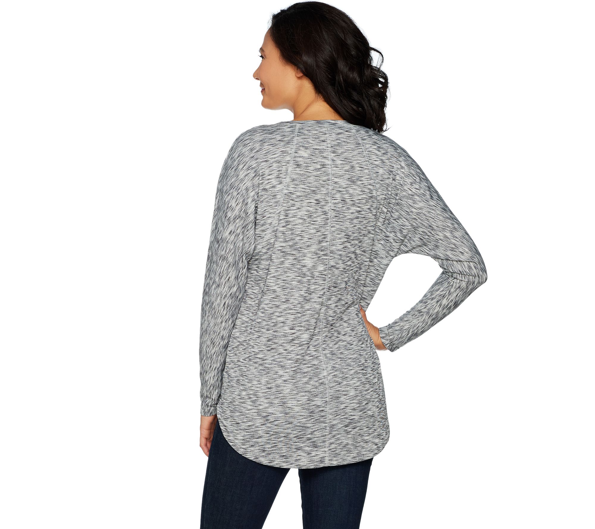 Lisa Rinna Collection Heathered Dolman Long Sleeve Tee - QVC.com