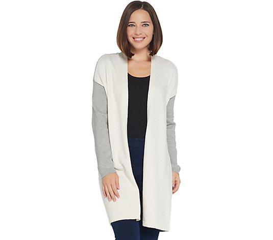 Vince Camuto Open Front Color-Block Cardigan